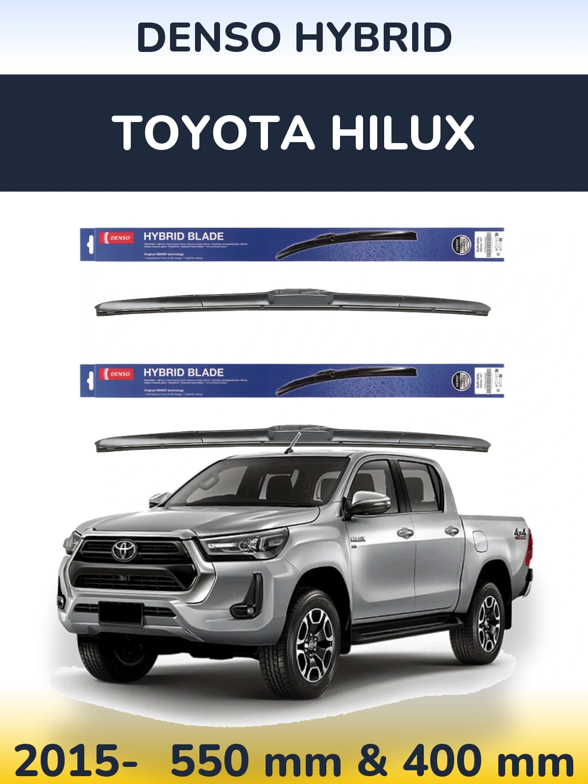 Komplet przednich wycieraczek Denso Hybrid 550 & 400 mm do Toyota Hilux 2015-2026
