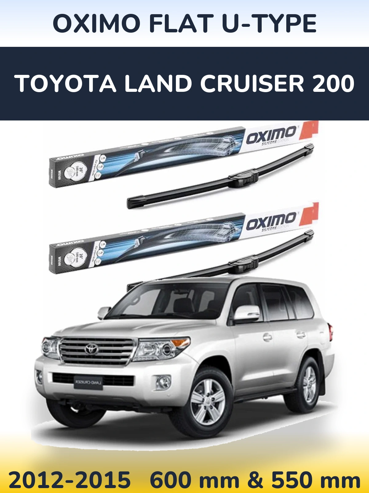 Komplet przednich wycieraczek Oximo Flat U-type 600 & 550 mm do Toyota Land Cruiser 200 2012-2015