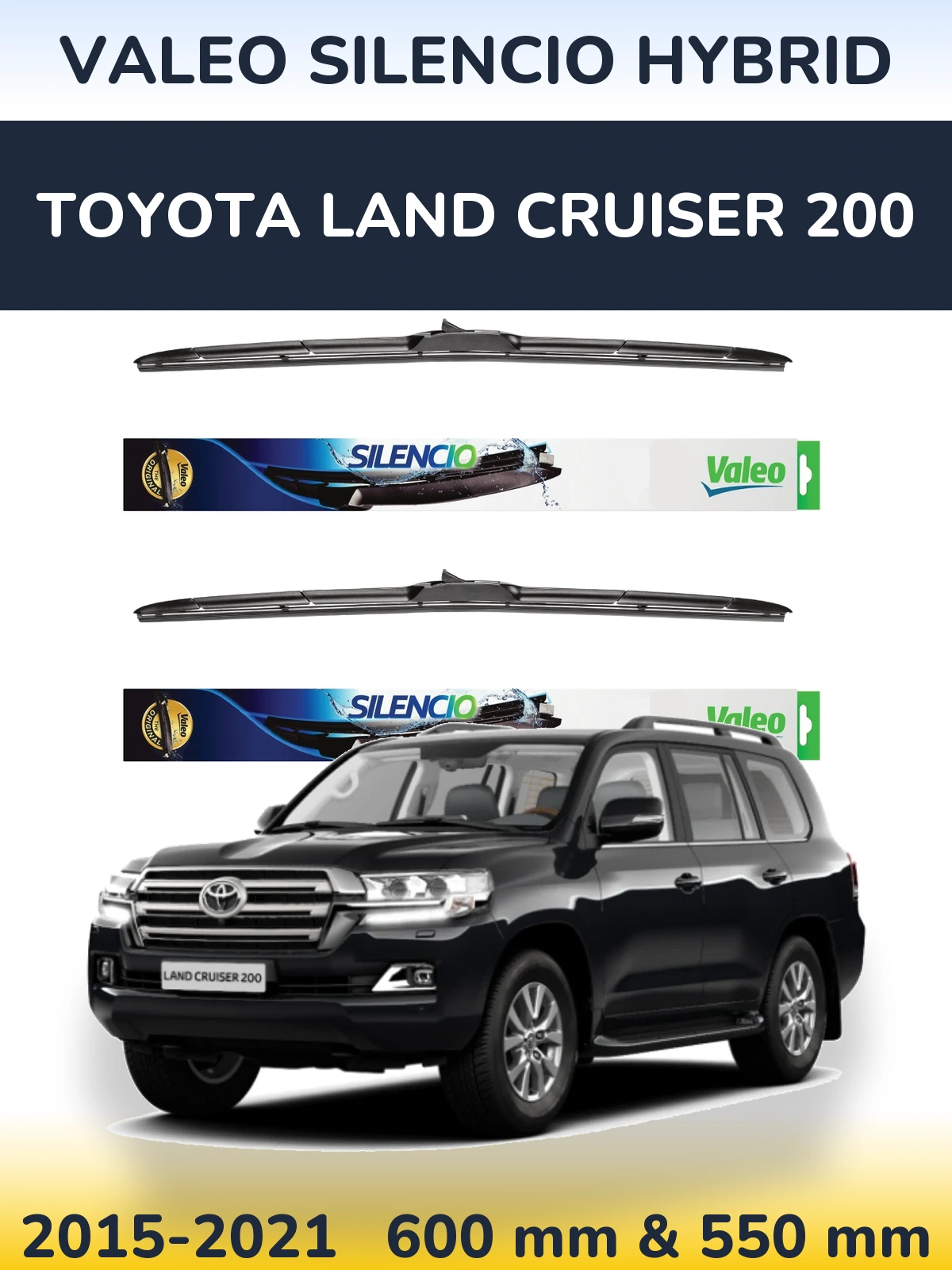Комплект передних дворников Valeo Silencio Hybrid 600 & 550 мм для Toyota Land Cruiser 200 2015-2021