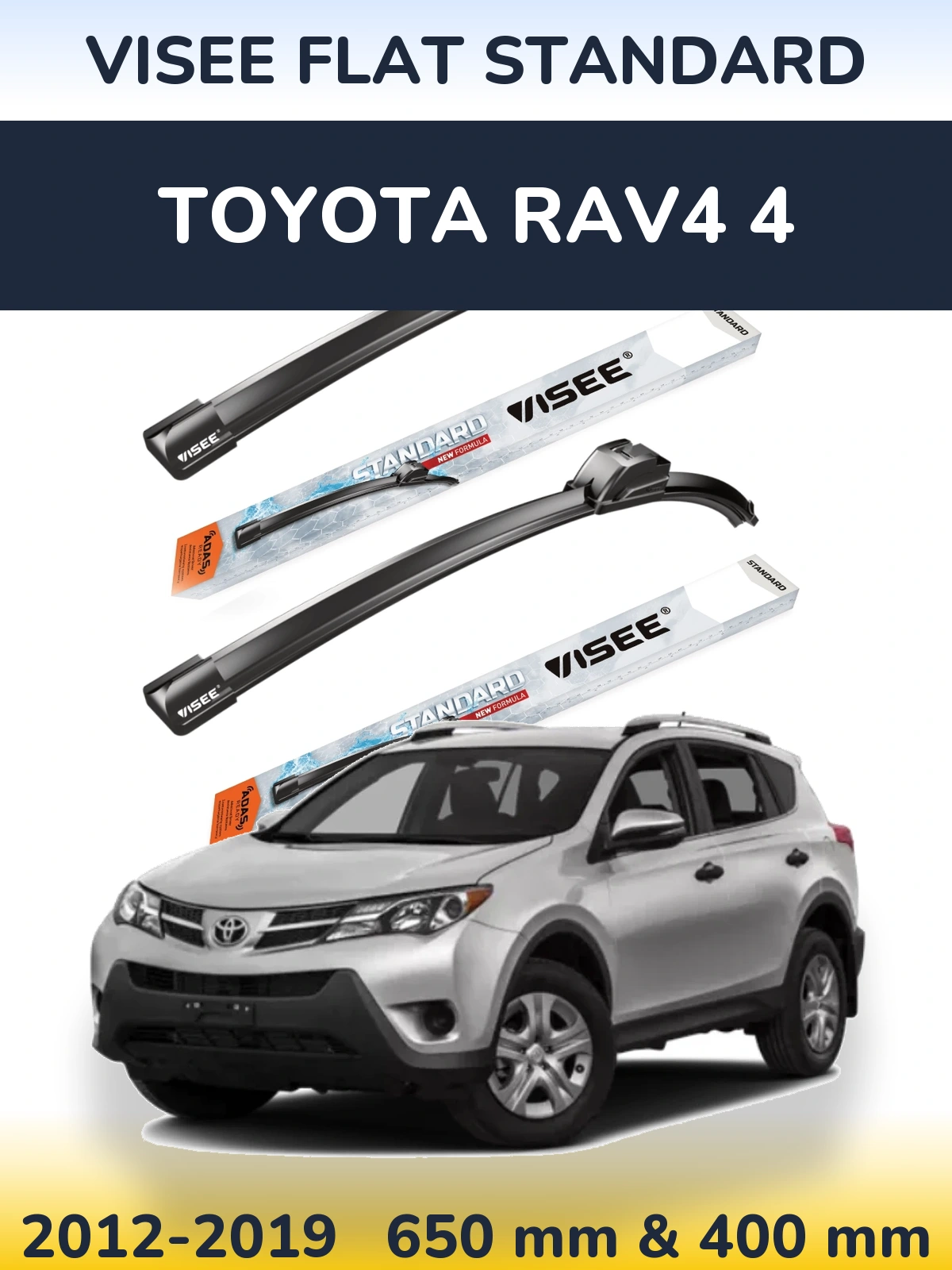 Komplet przednich wycieraczek VISEE FLAT STANDARD 650 & 400 mm do Toyota RAV4 4 2012-2019