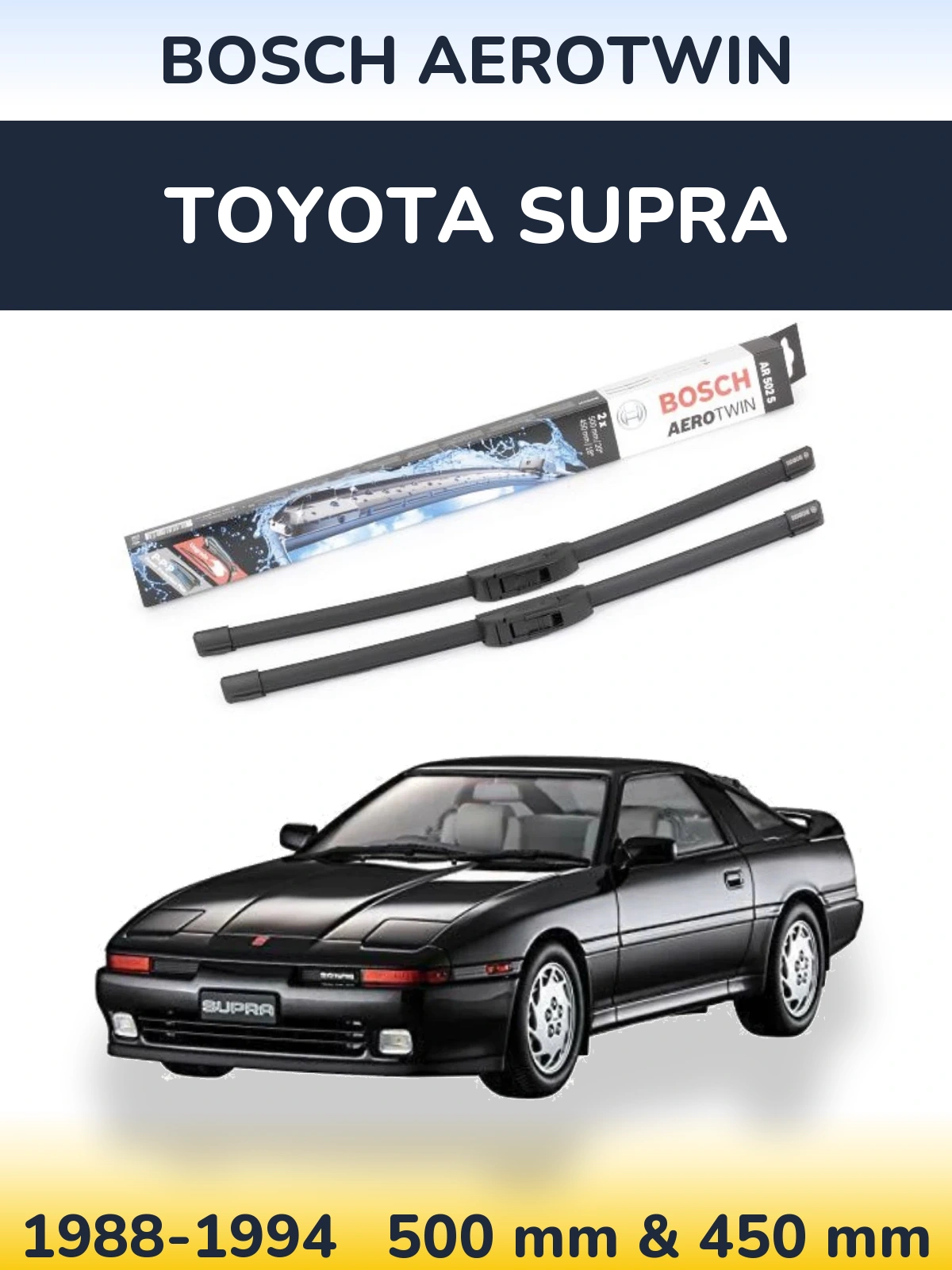 Комплект передних дворников BOSCH AeroTwin 500 & 450 мм для Toyota Supra 1988-1994
