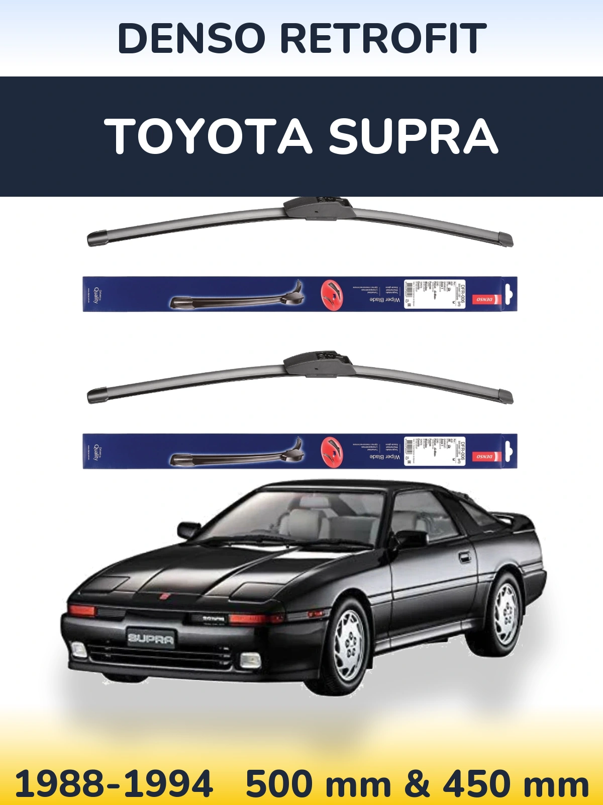 Komplet przednich wycieraczek Denso Retrofit 500 & 450 mm do Toyota Supra 1988-1994