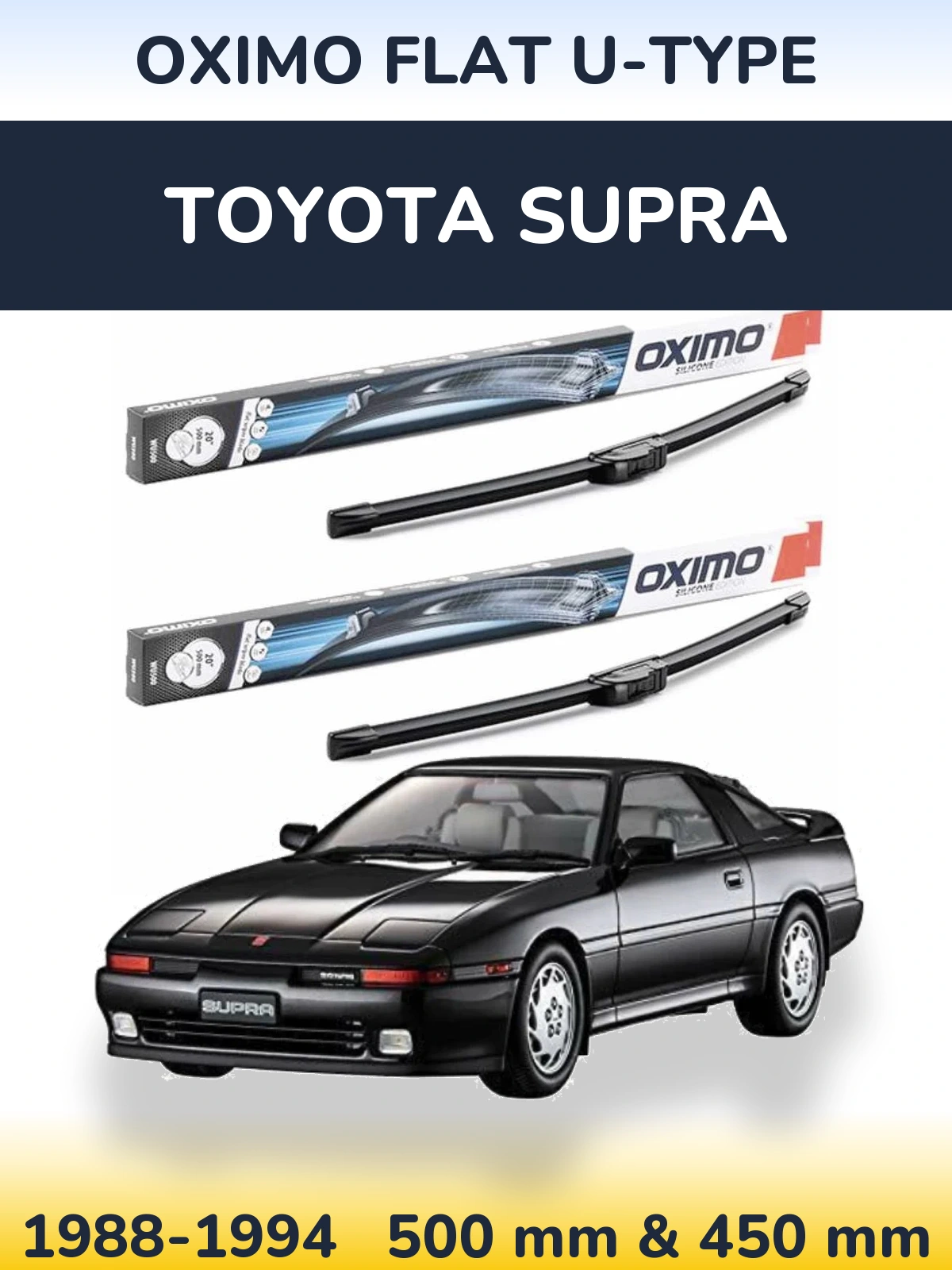 Комплект передних дворников Oximo Flat U-type 500 & 450 мм для Toyota Supra 1988-1994