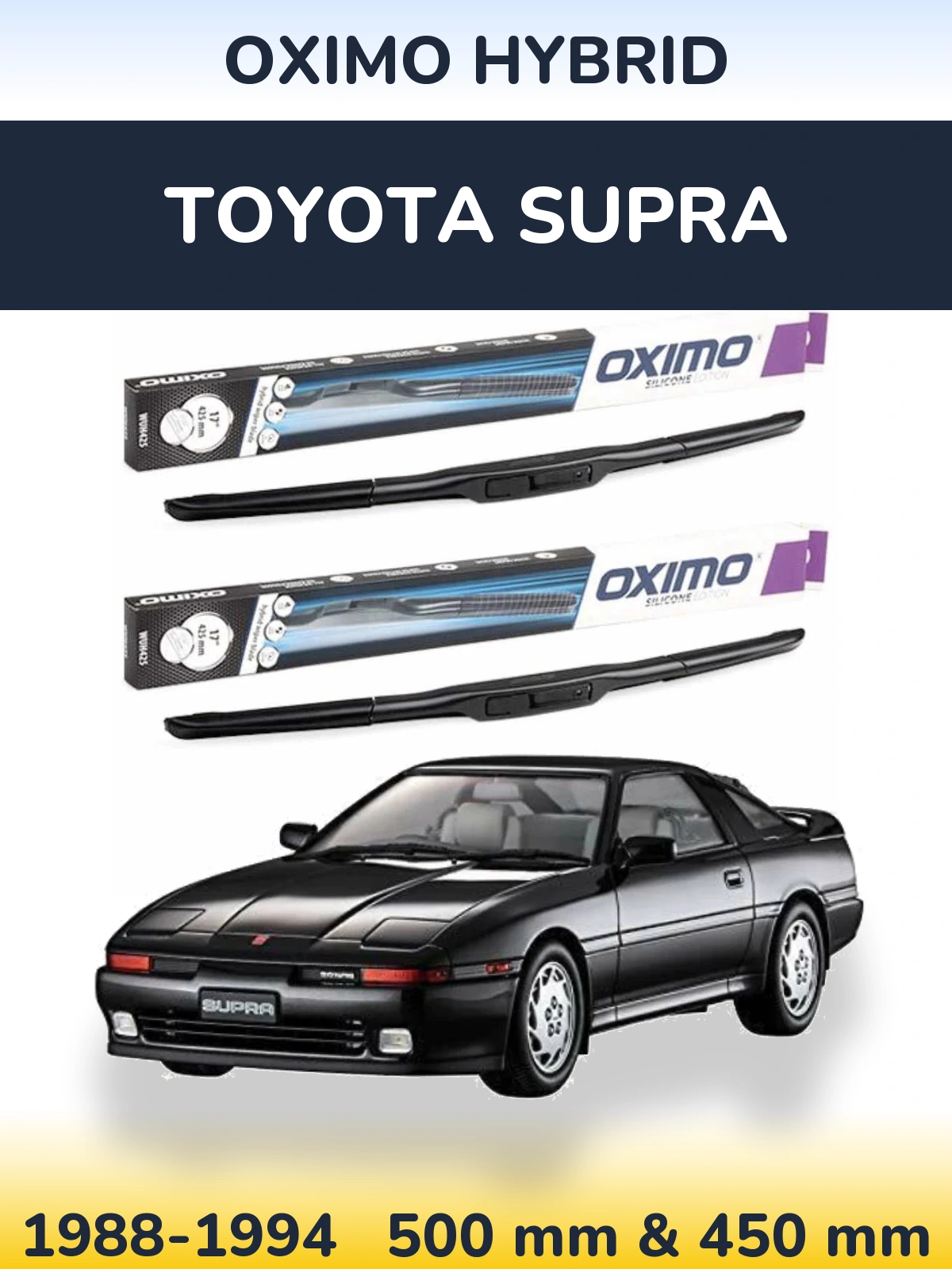 Комплект передних дворников Oximo Hybrid 500 & 450 мм для Toyota Supra 1988-1994