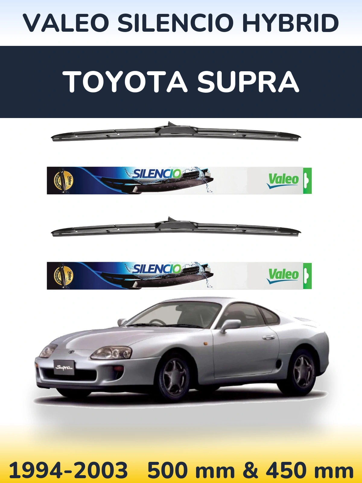Комплект передних дворников Valeo Silencio Hybrid 500 & 450 мм для Toyota Supra 1994-2003