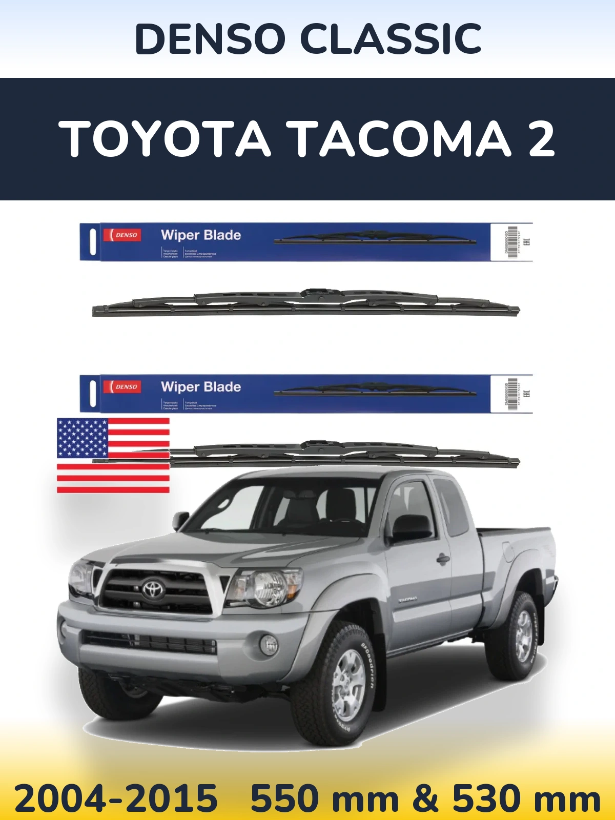 Komplet przednich wycieraczek Denso Classic 550 & 530 mm do Toyota Tacoma 2 2004-2015