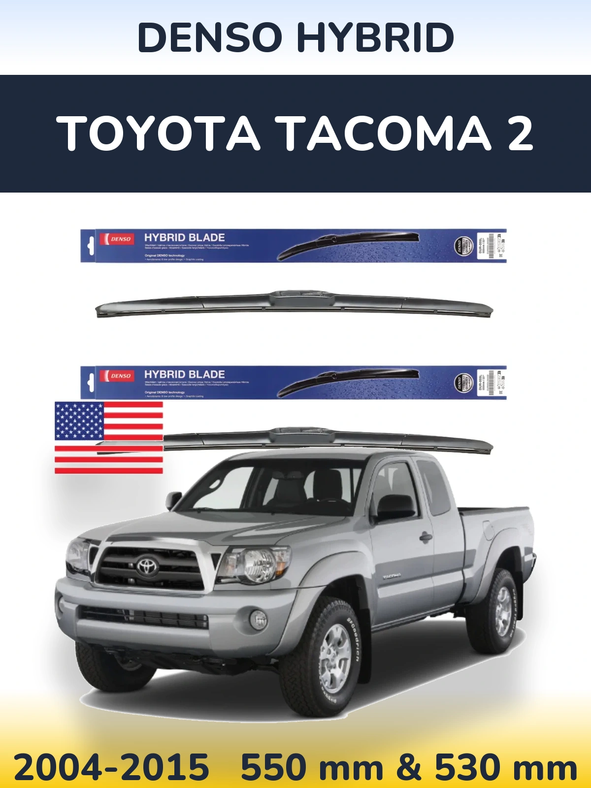 Komplet przednich wycieraczek Denso Hybrid 550 & 530 mm do Toyota Tacoma 2 2004-2015