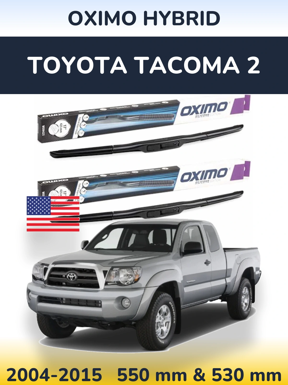 Komplet przednich wycieraczek Oximo Hybrid 550 & 530 mm do Toyota Tacoma 2 2004-2015