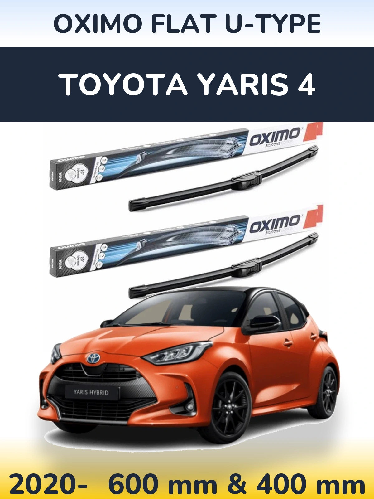 Komplet przednich wycieraczek Oximo Flat U-type 600 & 400 mm do Toyota Yaris 4 2020-2026