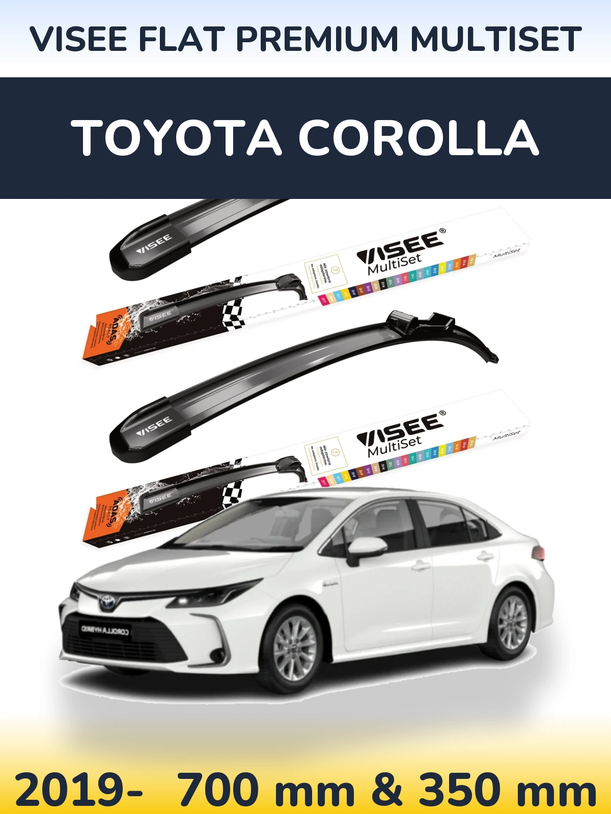 Комплект передних дворников VISEE FLAT PREMIUM MultiSet 700 & 350 мм для Toyota Corolla 2019-2026