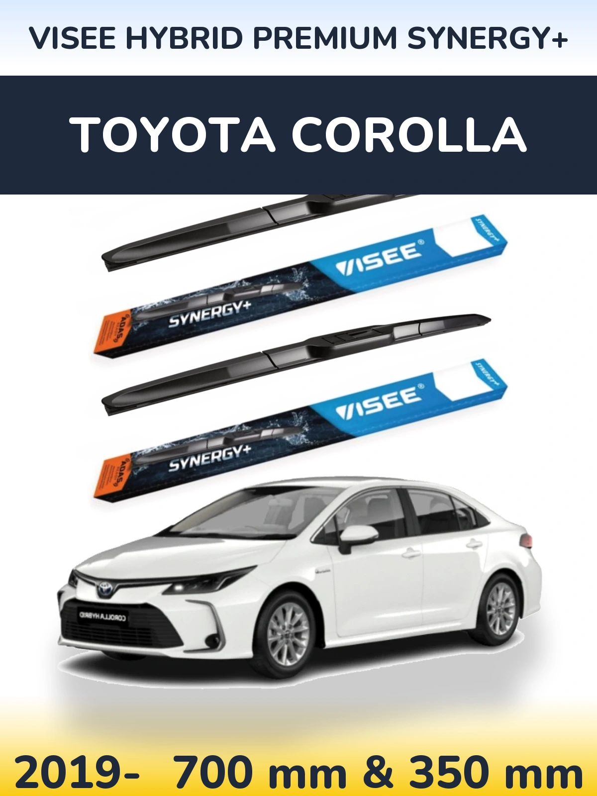 Komplet przednich wycieraczek VISEE HYBRID PREMIUM SYNERGY+ 700 & 350 mm do Toyota Corolla 2019-2026