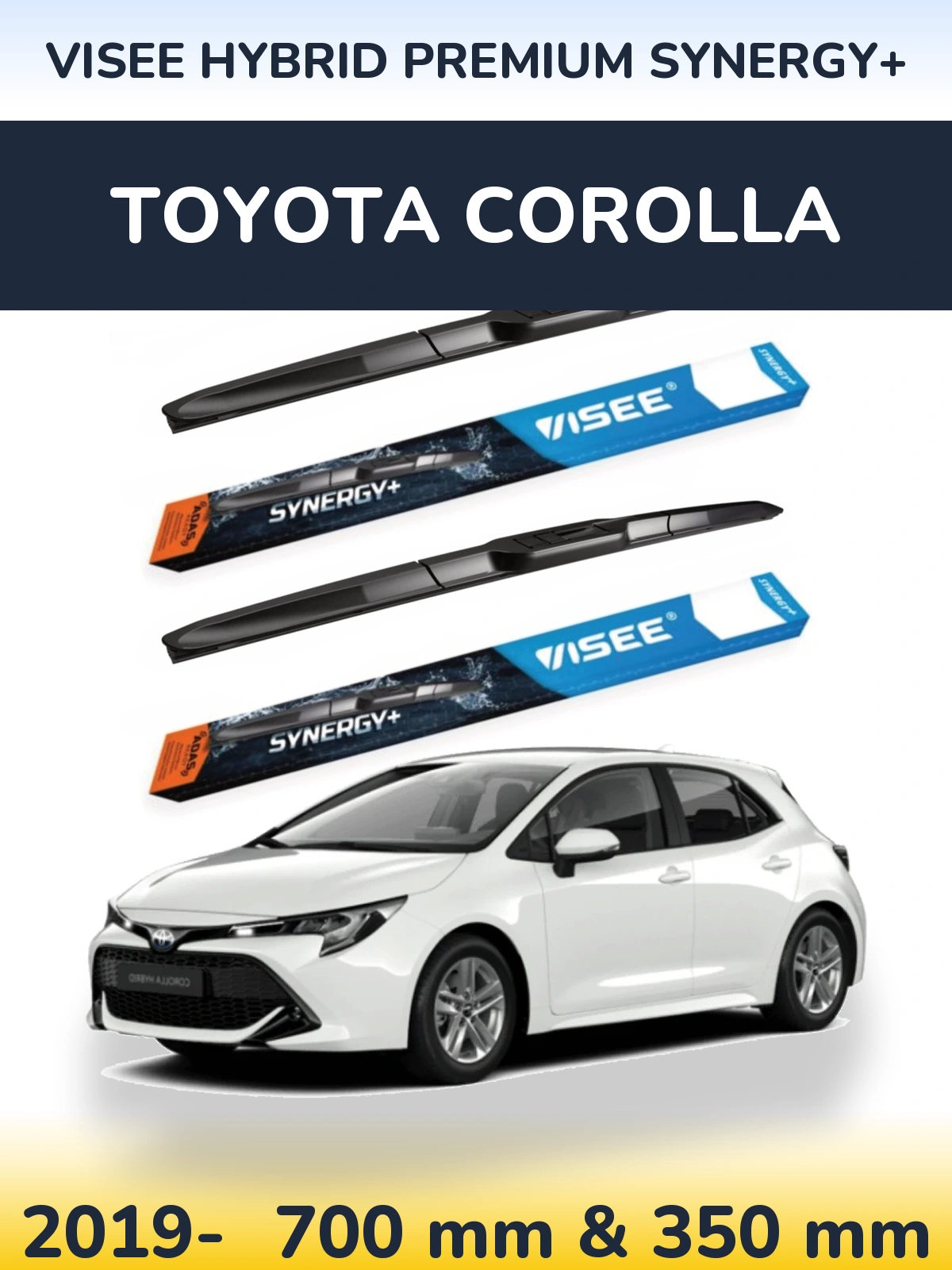 Комплект передних дворников VISEE HYBRID PREMIUM SYNERGY+ 700 & 350 мм для Toyota Corolla 2019-2026