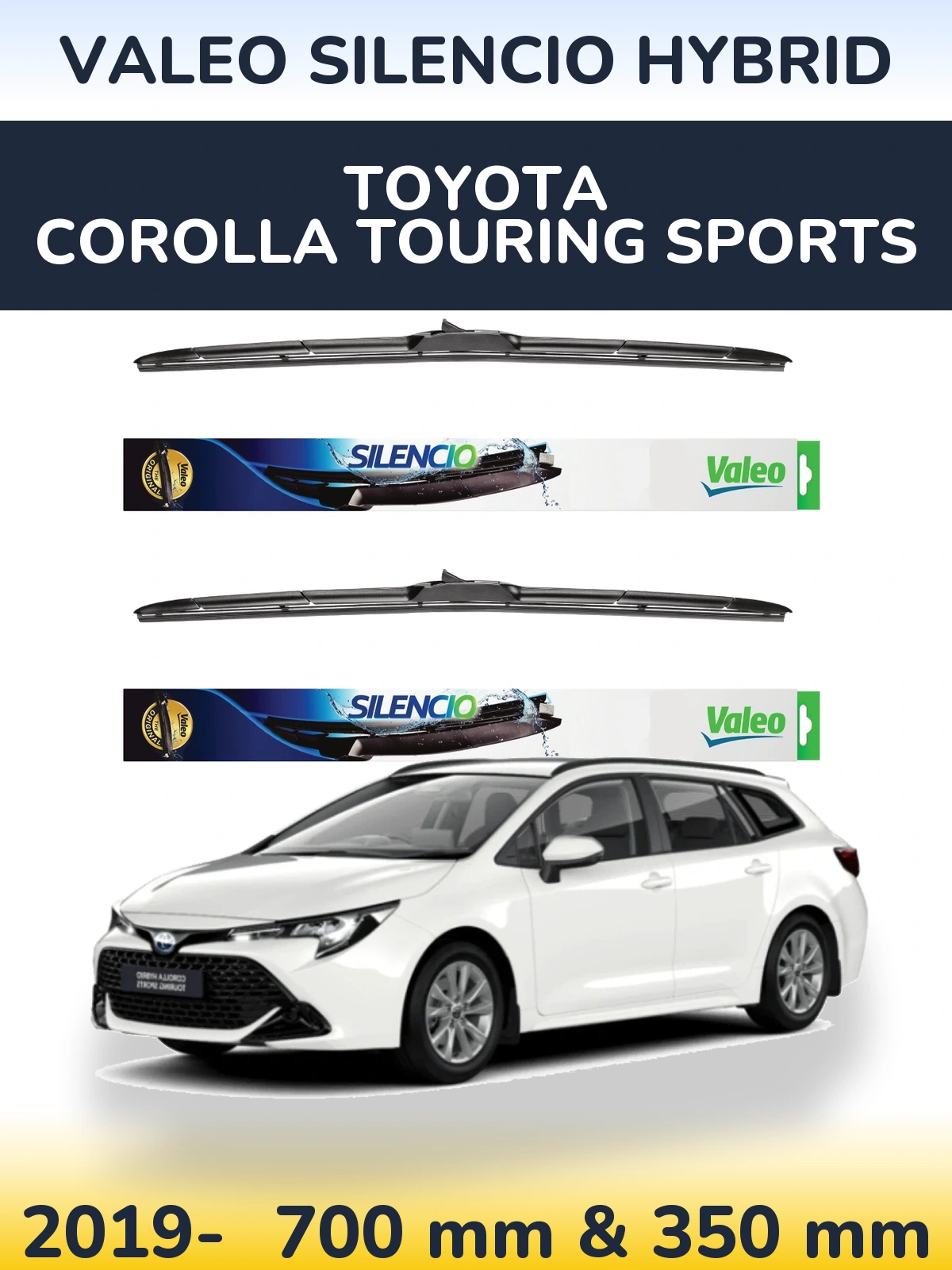 Komplet przednich wycieraczek Valeo Silencio Hybrid 700 & 350 mm do Toyota Corolla Touring Sports 2019-2026