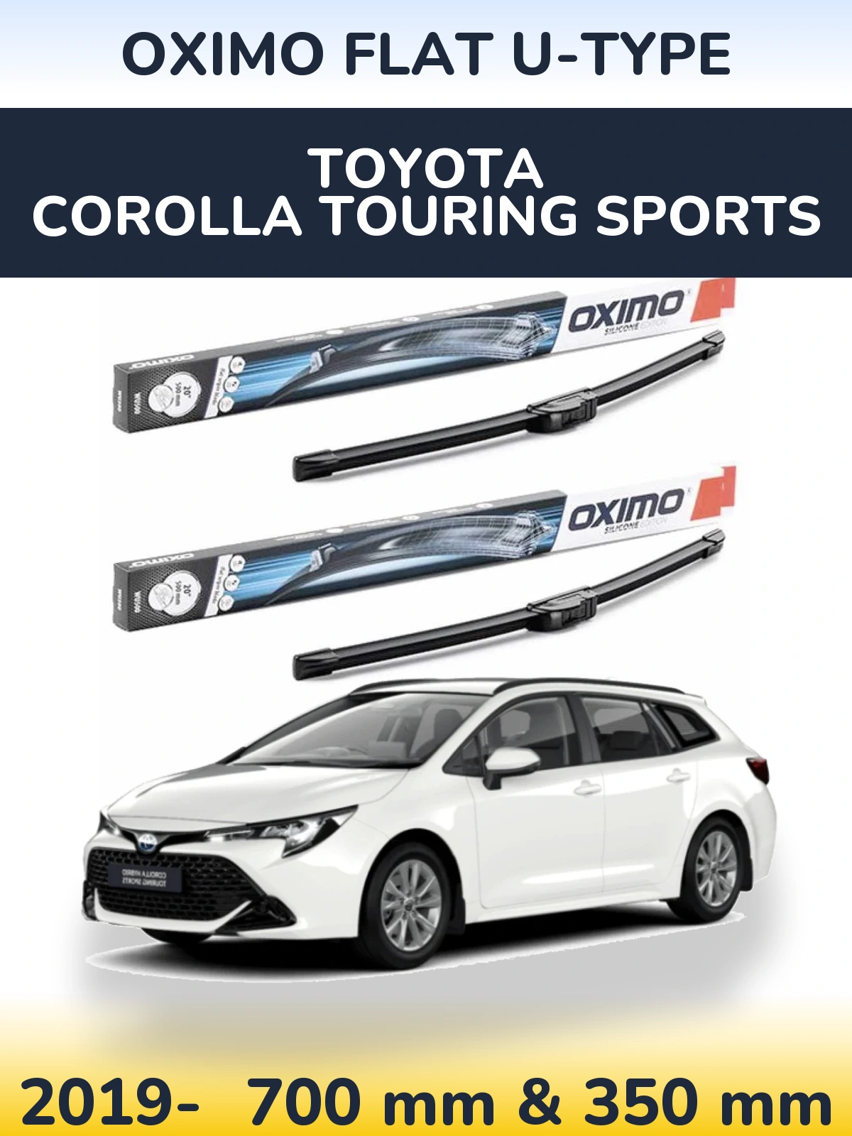 Комплект передних дворников Oximo Flat U-type 700 & 350 мм для Toyota Corolla Touring Sports 2019-2026