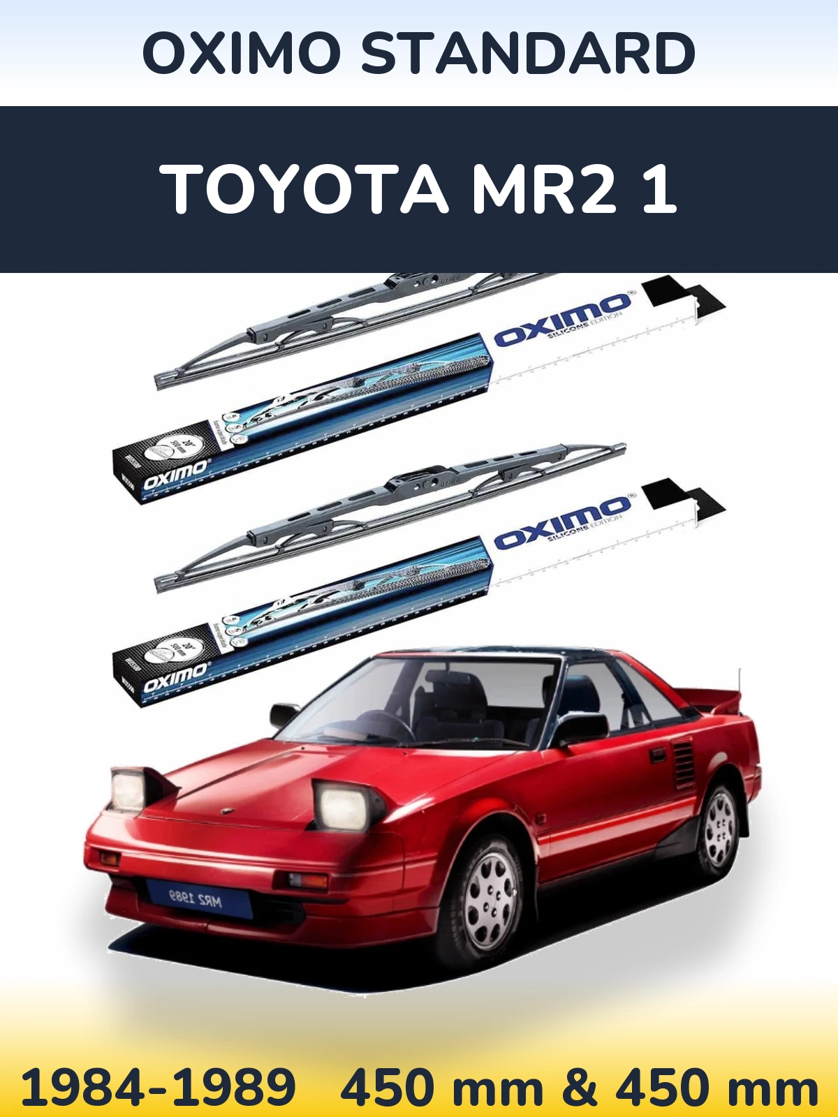 Front wiper blade set Oximo Standard 450 & 450 mm for Toyota MR2 1 1984-1989