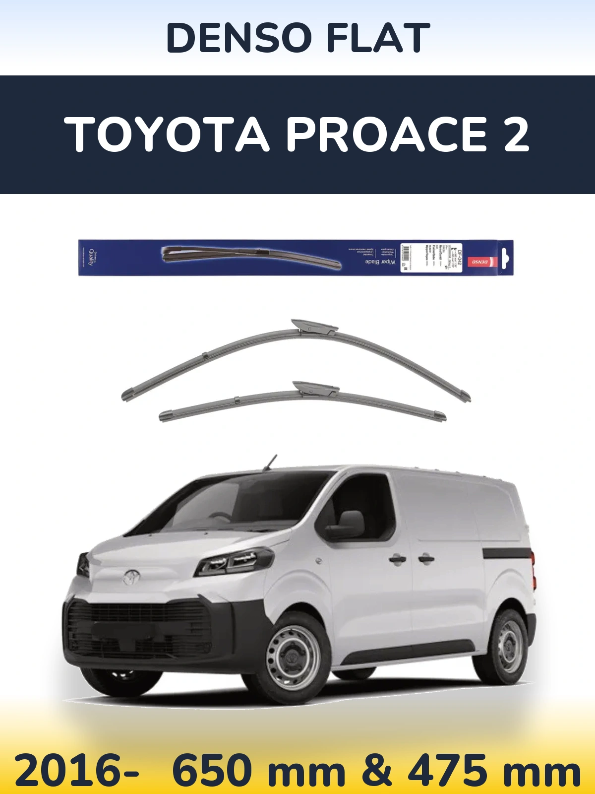 Komplet przednich wycieraczek Denso Flat 650 & 450 mm do Toyota ProAce 2 2016-2026