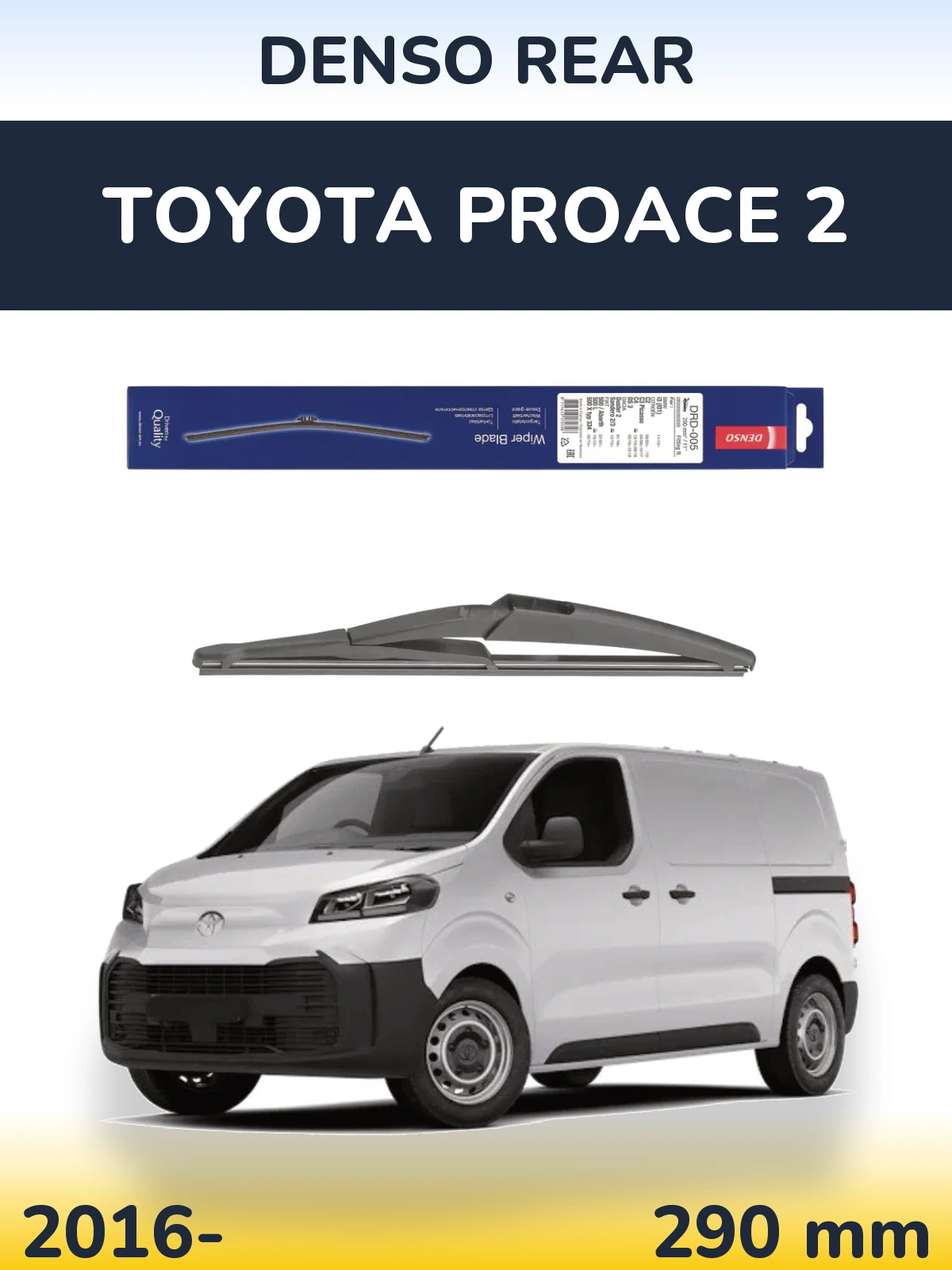 Rear wiper blade Denso Rear 290 mm for Toyota ProAce 2 2016-2026