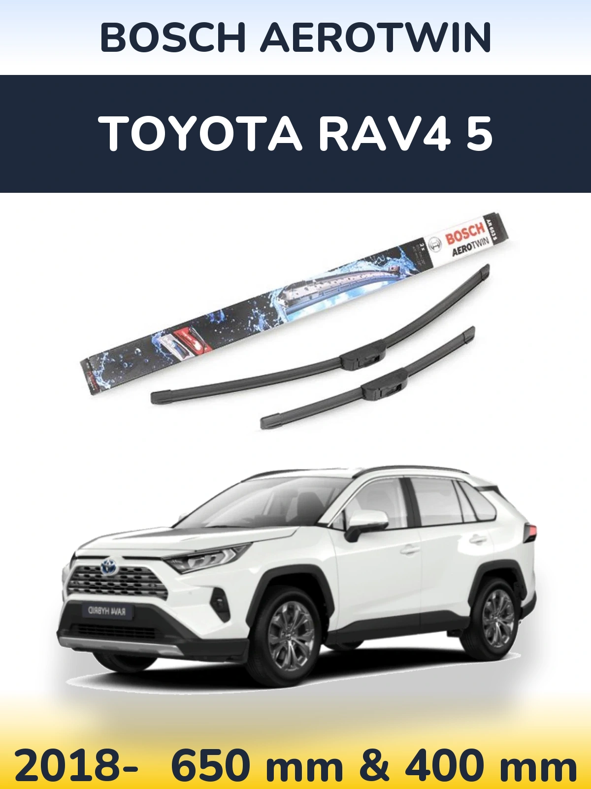 Komplet przednich wycieraczek BOSCH AeroTwin 650 & 400 mm do Toyota RAV4 5 2018-2026