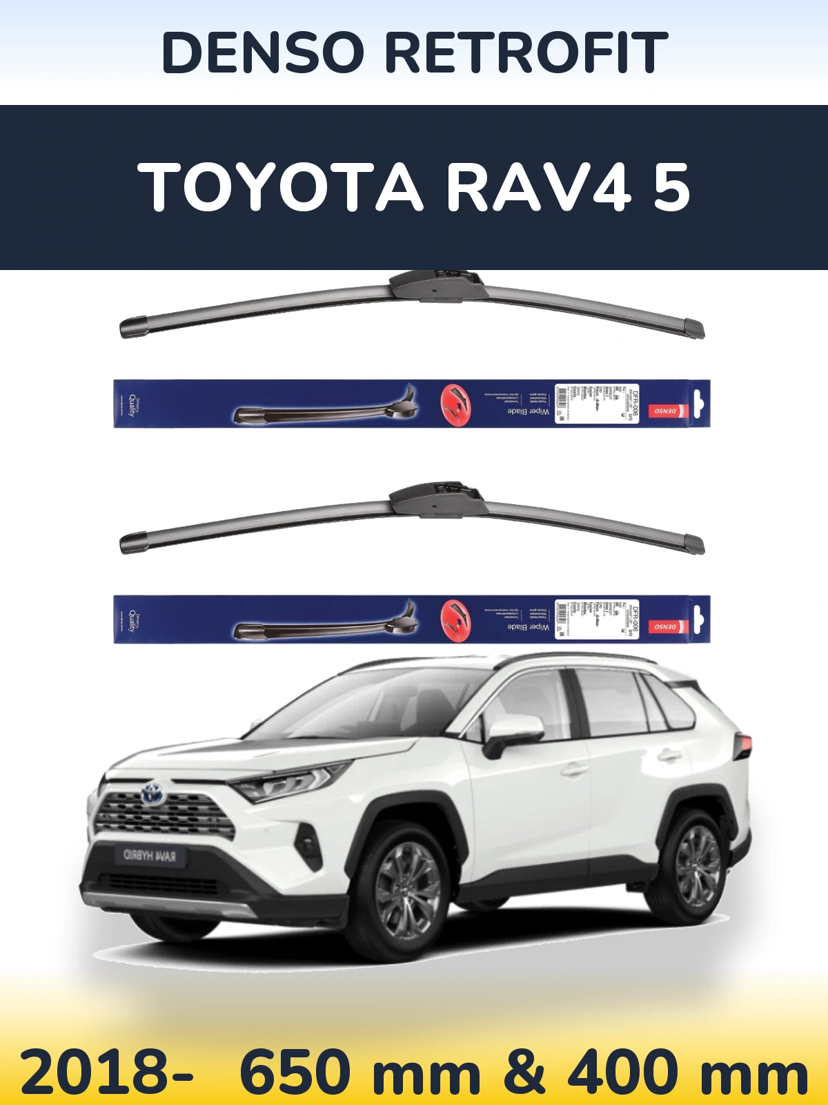 Комплект передних дворников Denso Retrofit 650 & 400 мм для Toyota RAV4 5 2018-2026