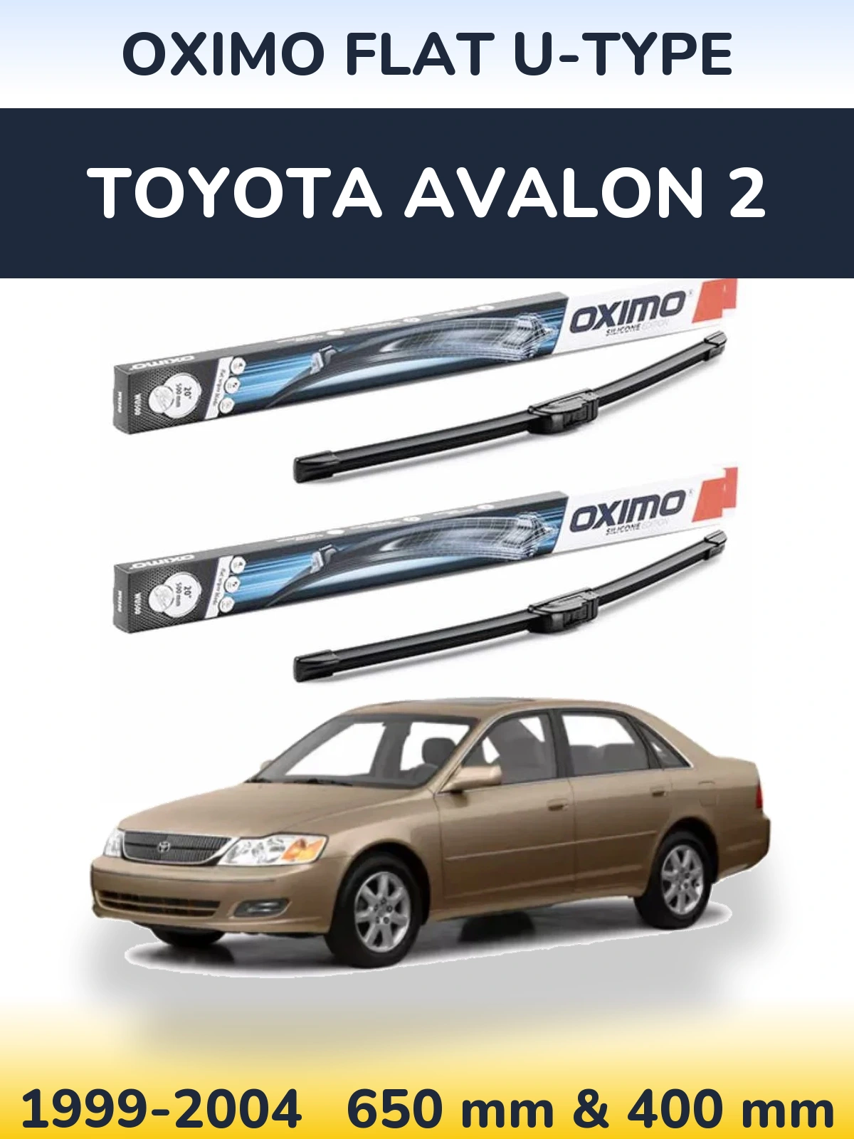 Комплект передних дворников Oximo Flat U-type 650 & 400 мм для Toyota Avalon 2 1999-2004