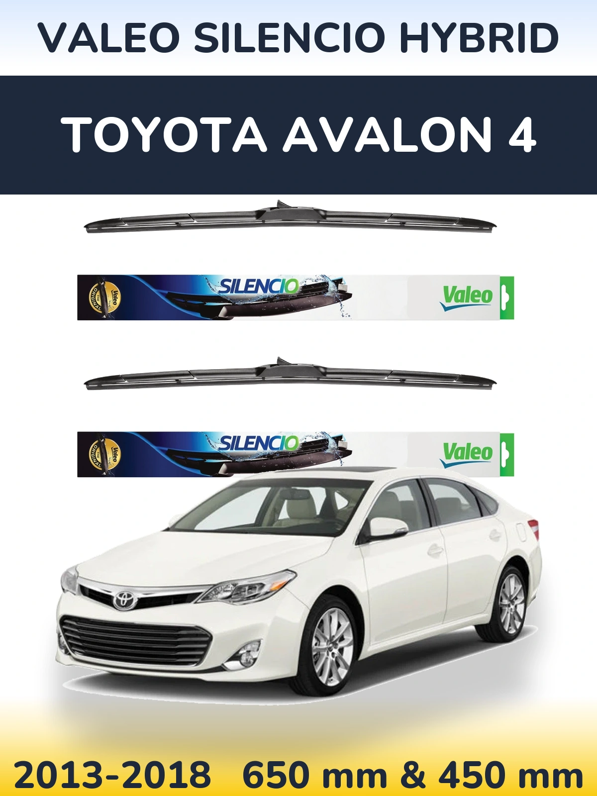 Комплект передніх щіток Valeo Silencio Hybrid 650 & 450 мм для Toyota Avalon 4 2013-2018