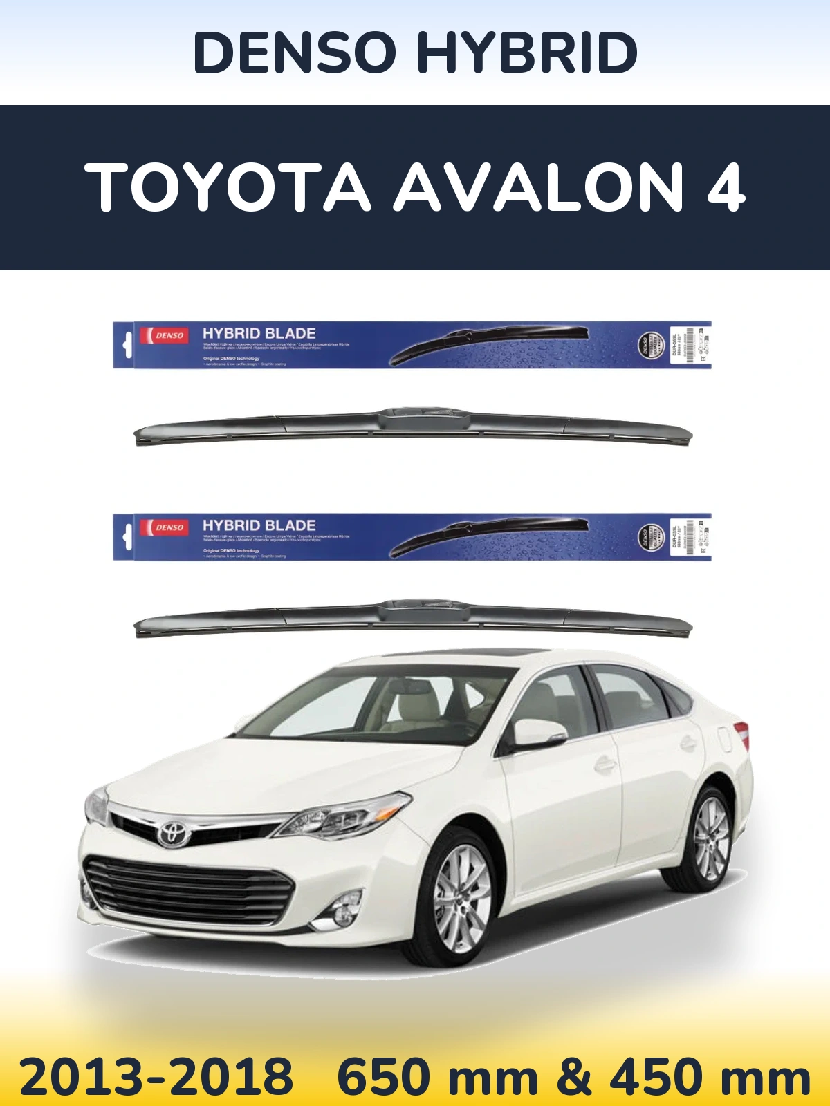 Komplet przednich wycieraczek Denso Hybrid 650 & 450 mm do Toyota Avalon 4 2013-2018