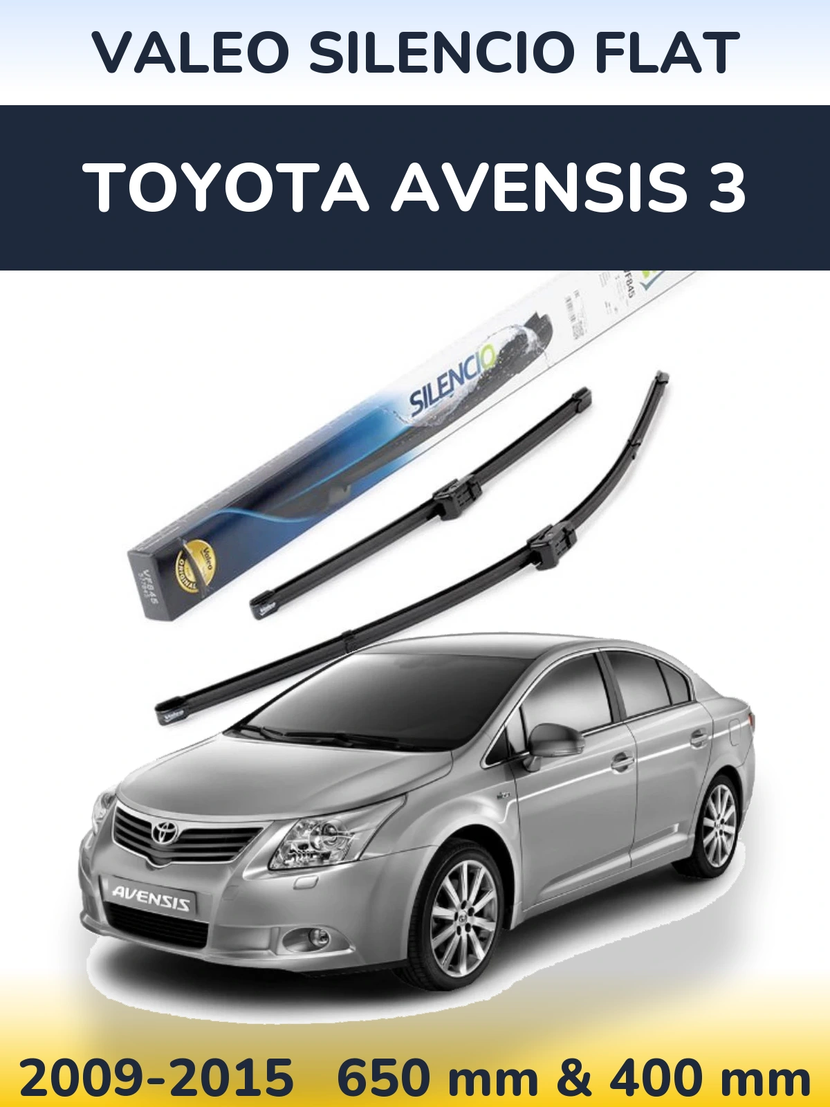 Komplet przednich wycieraczek Valeo Silencio Flat 650 & 400 mm do Toyota Avensis 3 2009-2015