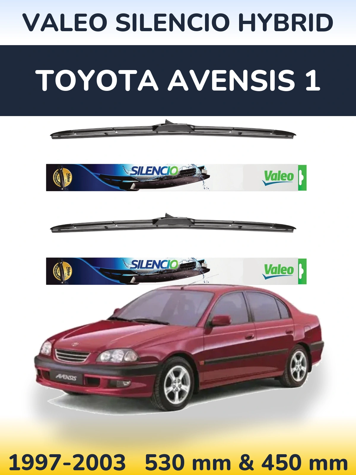 Комплект передних дворников Valeo Silencio Hybrid 530 & 450 мм для Toyota Avensis 1 1997-2003