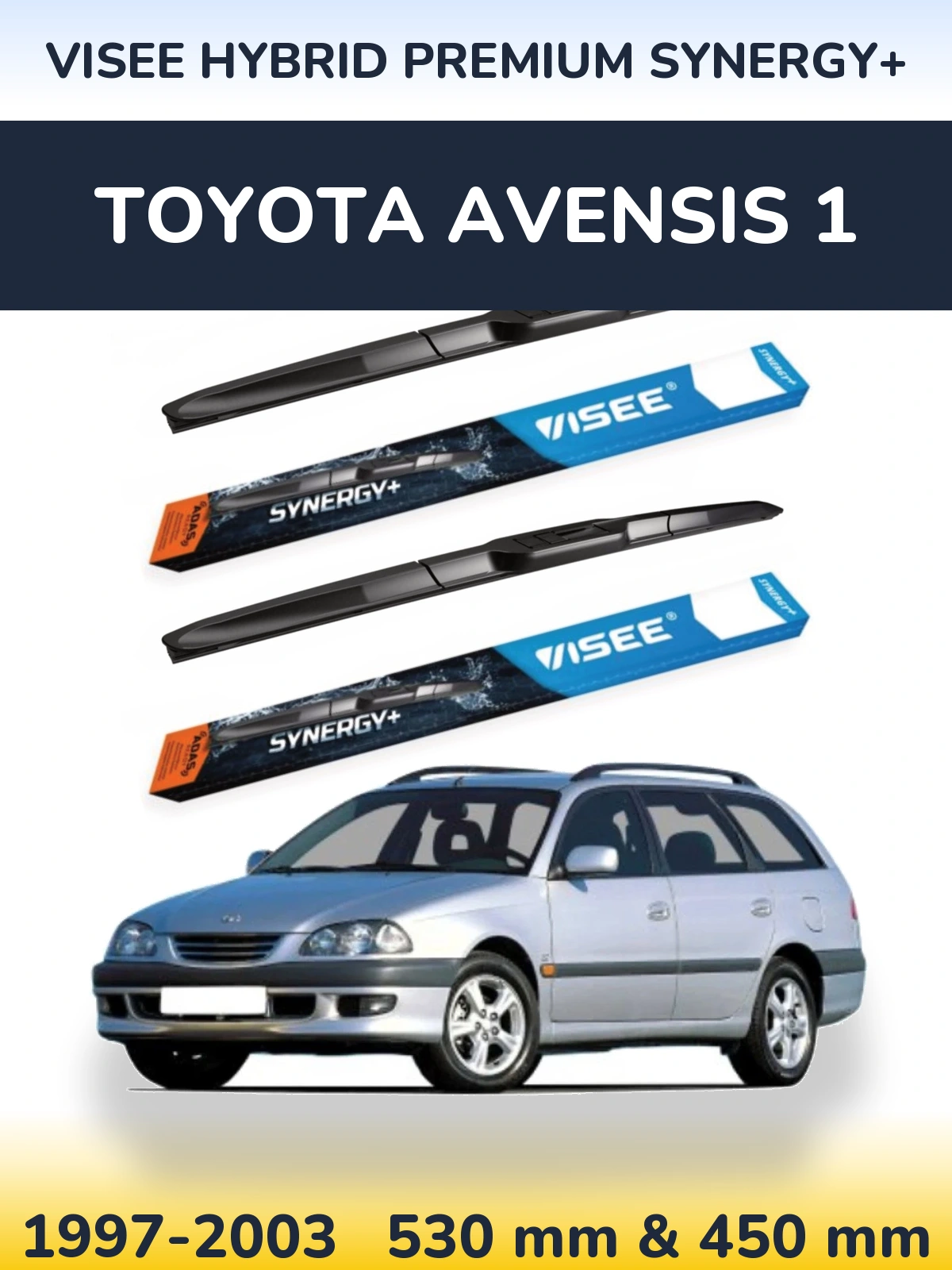 Комплект передних дворников VISEE HYBRID PREMIUM SYNERGY+ 530 & 450 мм для Toyota Avensis 1 1997-2003