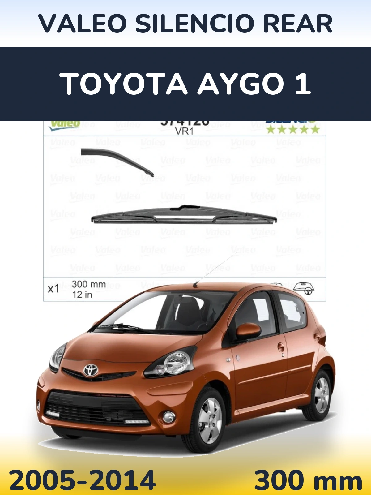 Задний дворник Valeo Silencio Rear 300 мм для Toyota Aygo 1 2005-2014