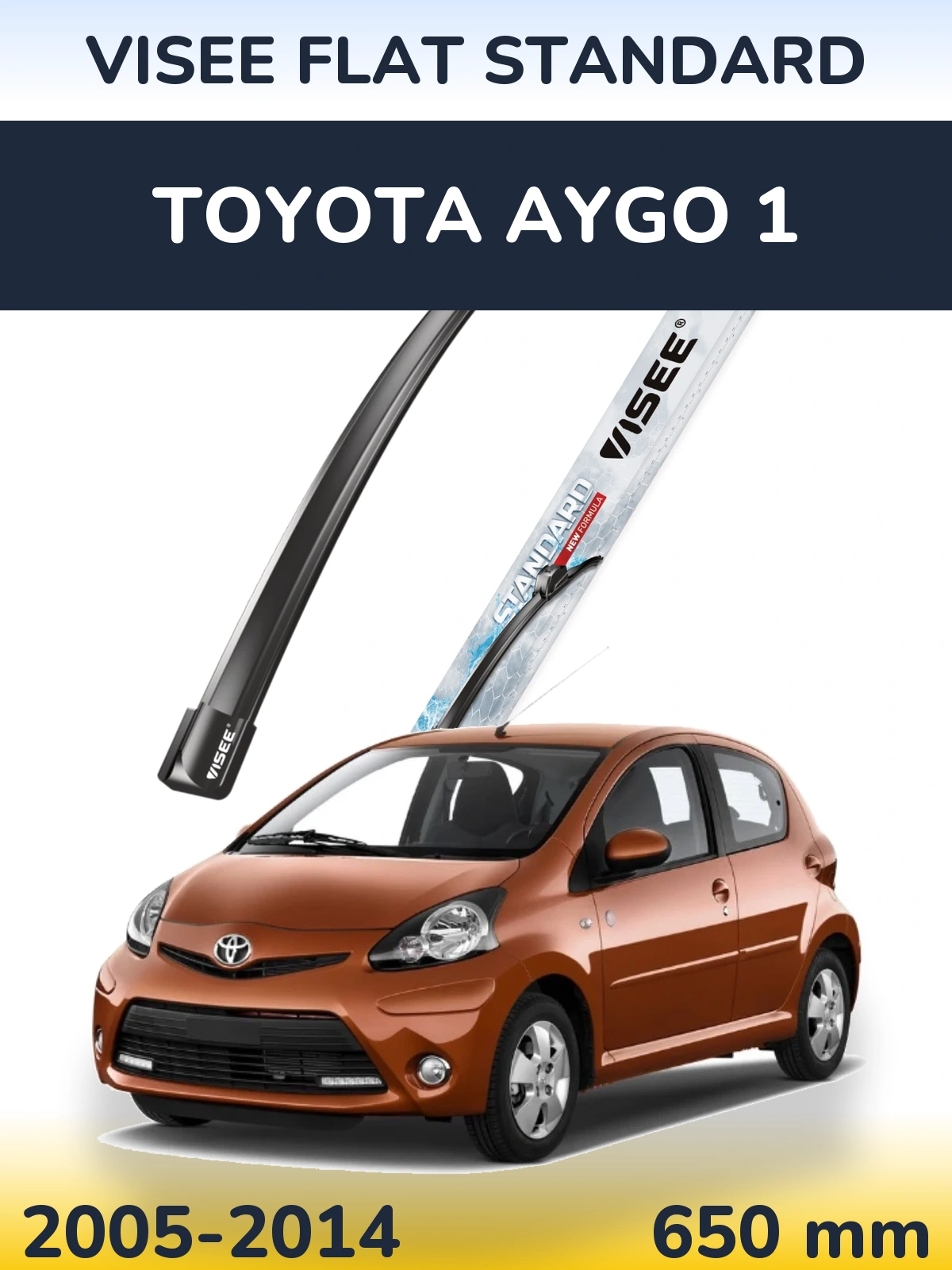 Передний дворник VISEE FLAT STANDARD 650 мм для Toyota Aygo 1 2005-2014