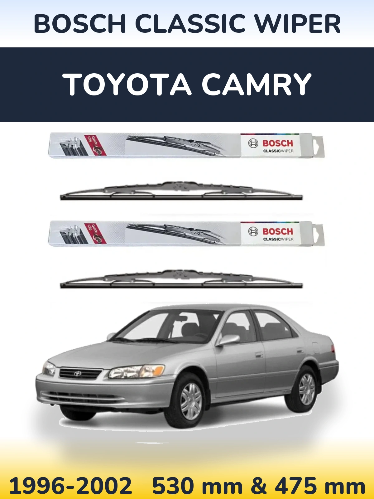 Komplet przednich wycieraczek BOSCH Classic Wiper 530 & 475 mm do Toyota Camry 1996-2002