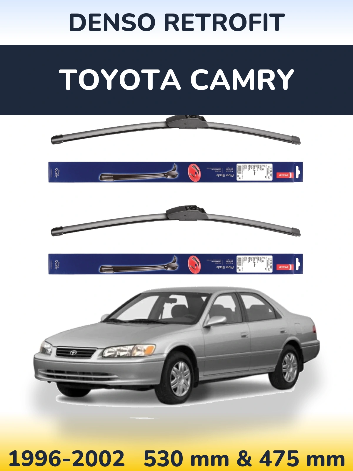 Komplet przednich wycieraczek Denso Retrofit 530 & 475 mm do Toyota Camry 1996-2002