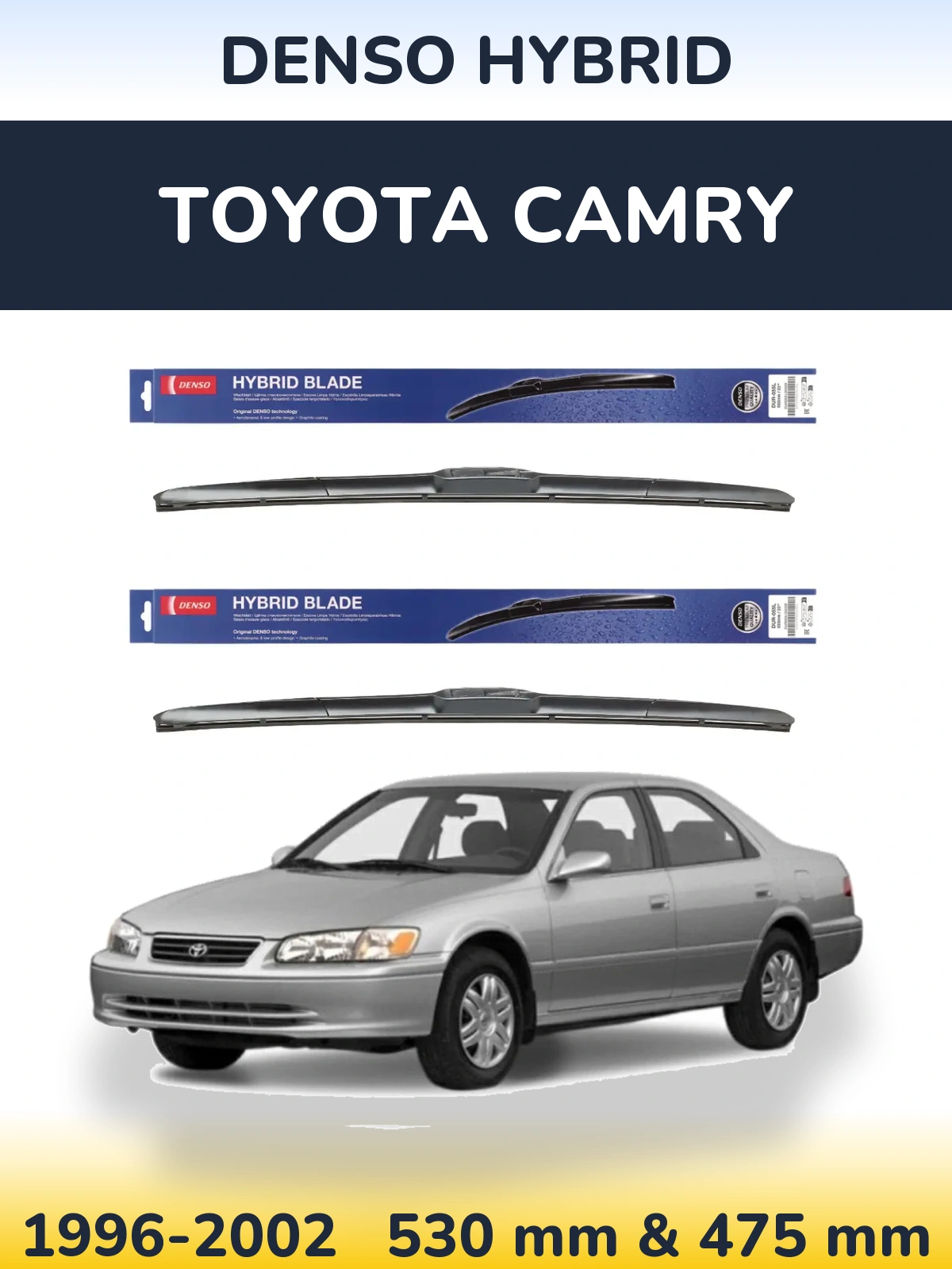 Komplet przednich wycieraczek Denso Hybrid 530 & 475 mm do Toyota Camry 1996-2002