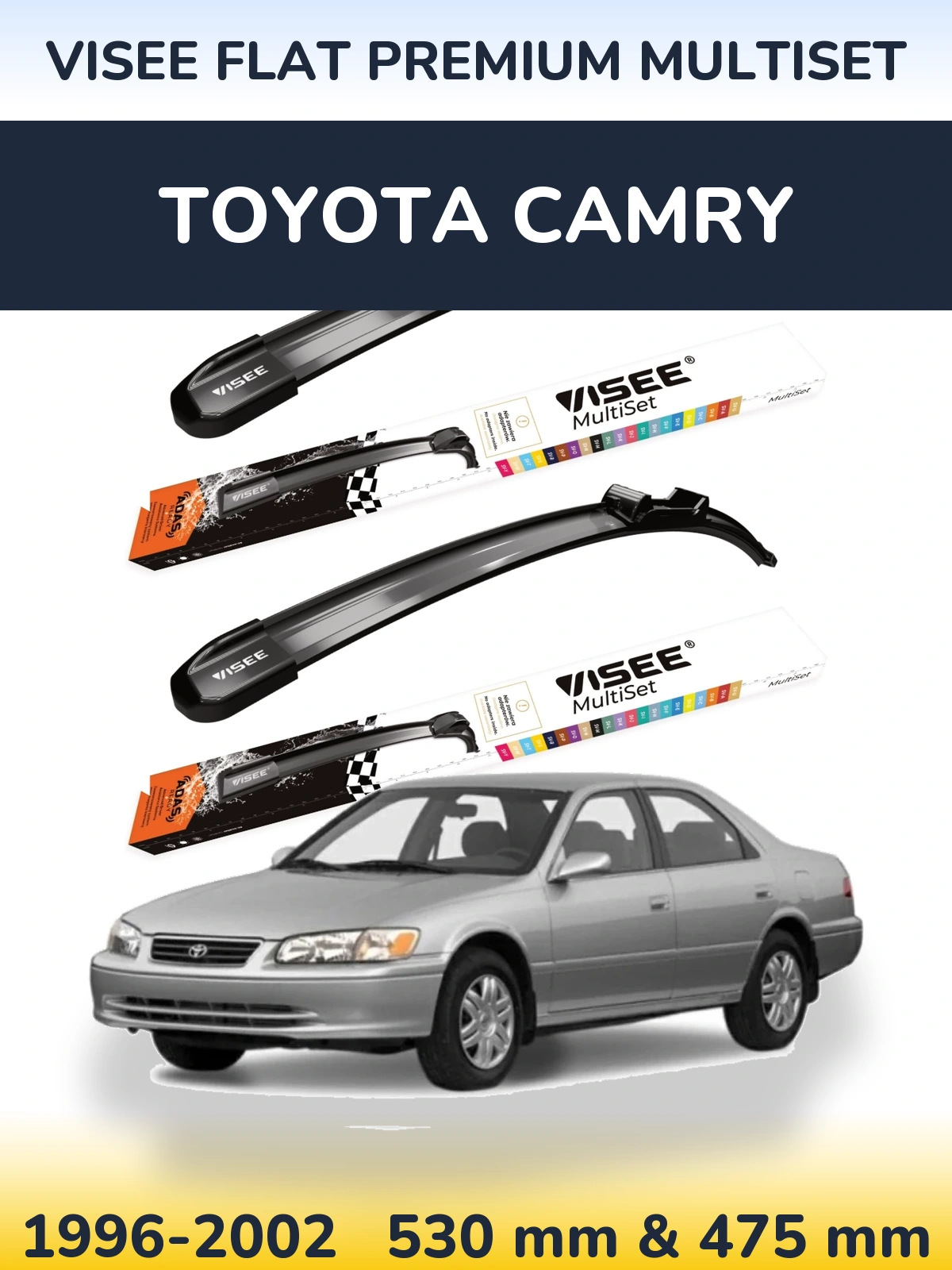 Komplet przednich wycieraczek VISEE FLAT PREMIUM MultiSet 530 & 475 mm do Toyota Camry 1996-2002