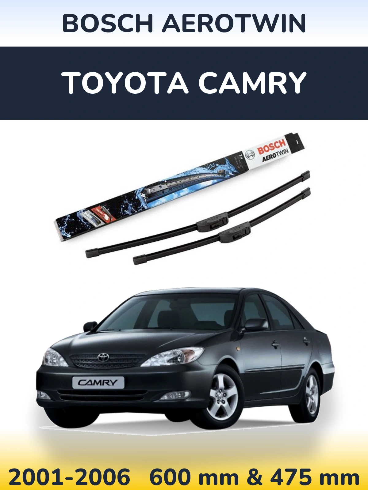 Комплект передніх щіток BOSCH AeroTwin 600 & 475 мм для Toyota Camry 2001-2006