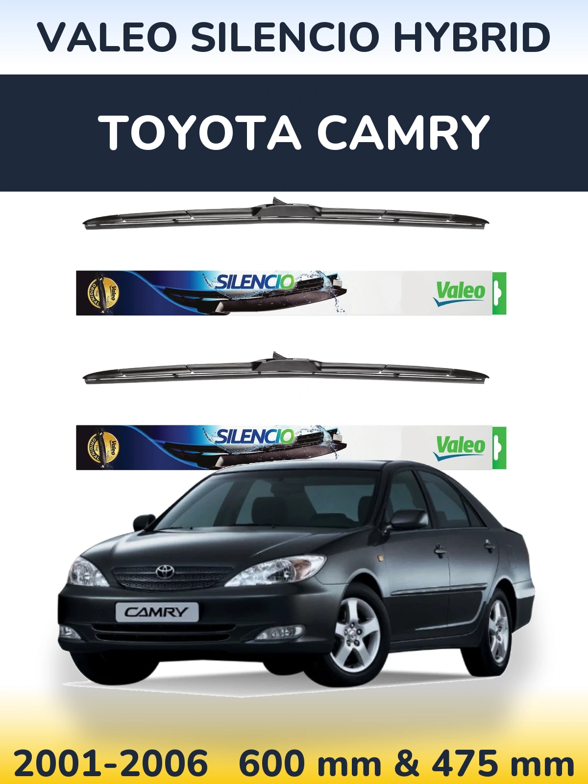 Комплект передніх щіток Valeo Silencio Hybrid 600 & 475 мм для Toyota Camry 2001-2006