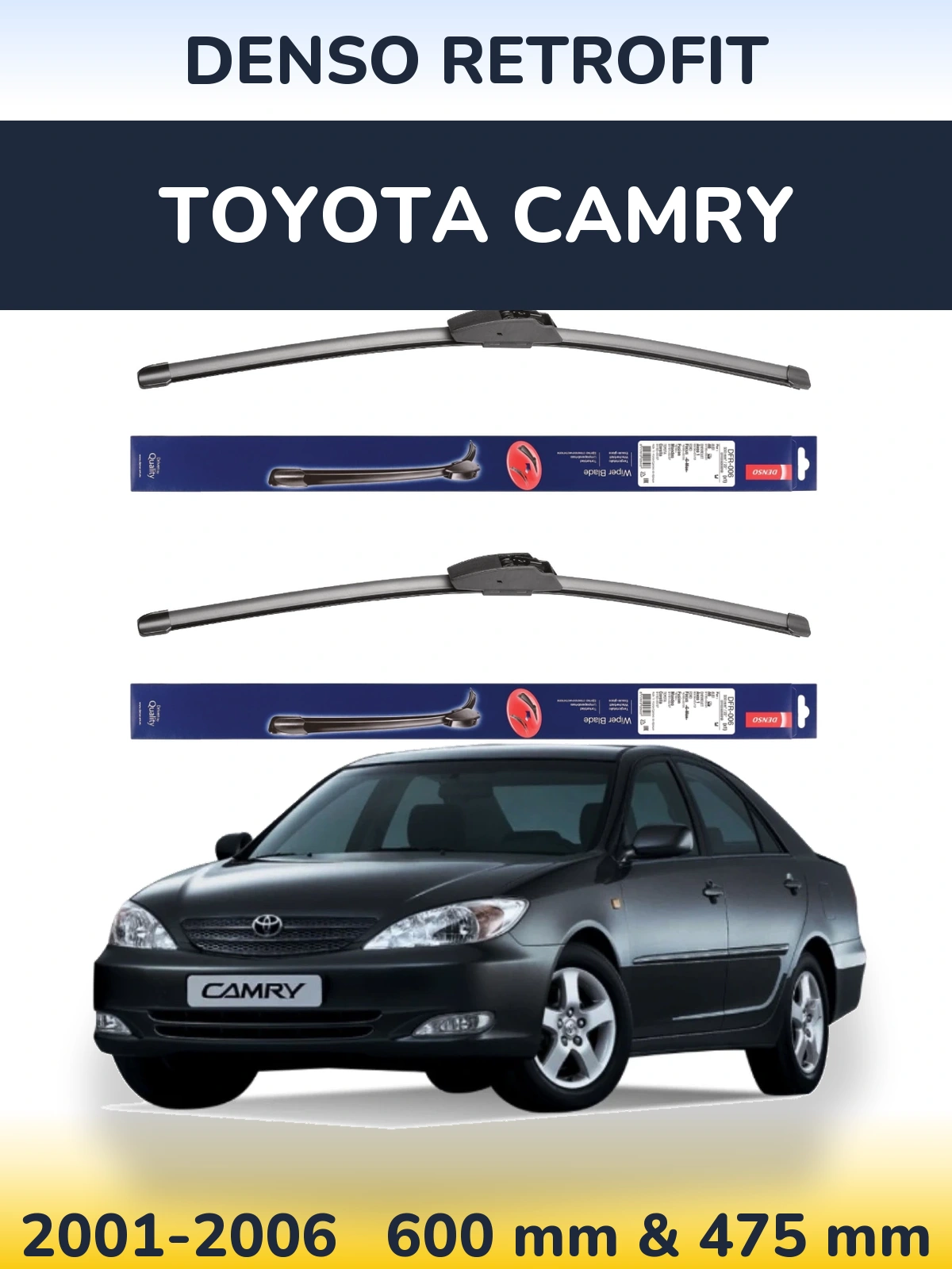 Komplet przednich wycieraczek Denso Retrofit 600 & 475 mm do Toyota Camry 2001-2006