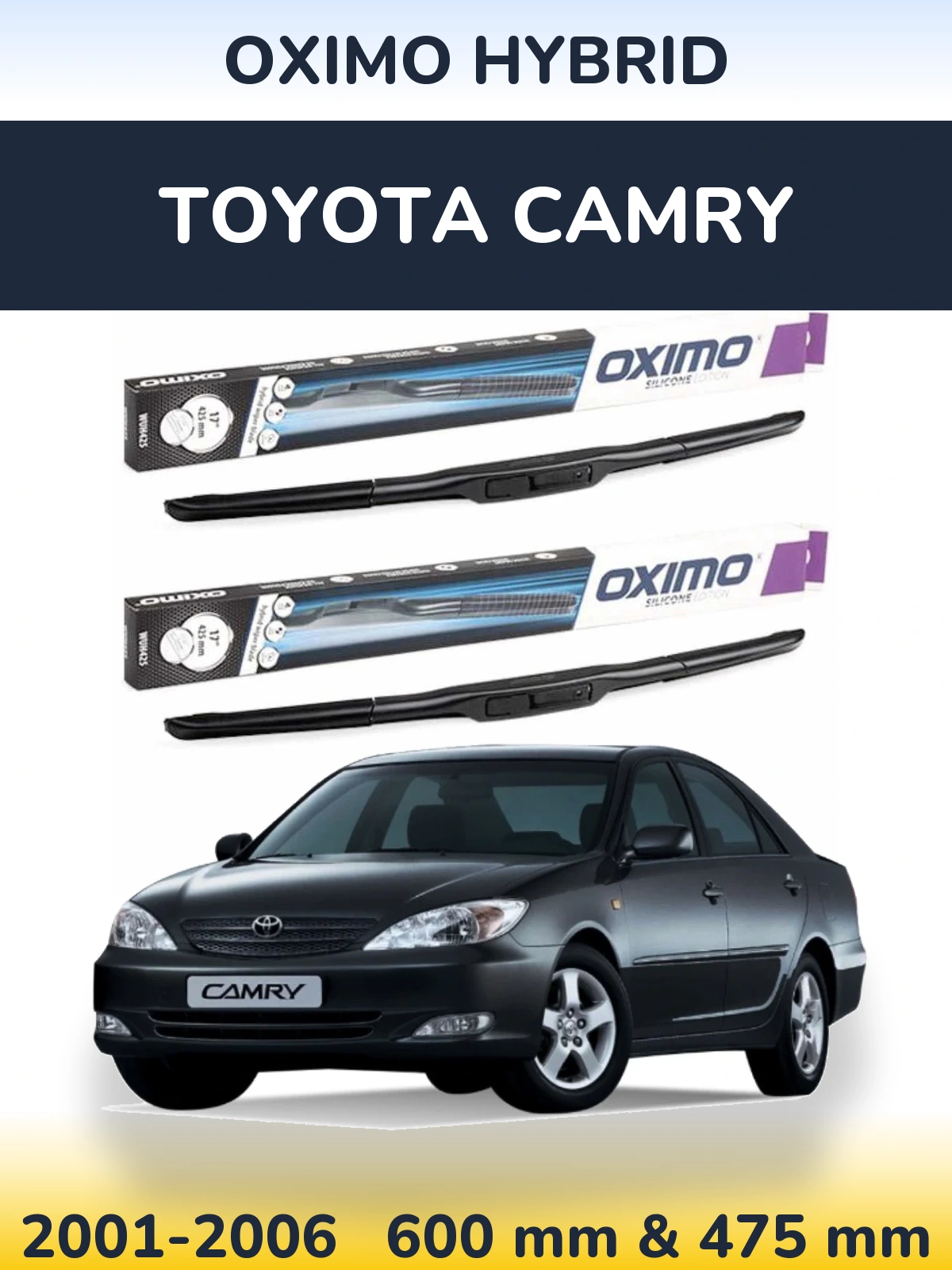 Комплект передних дворников Oximo Hybrid 600 & 475 мм для Toyota Camry 2001-2006