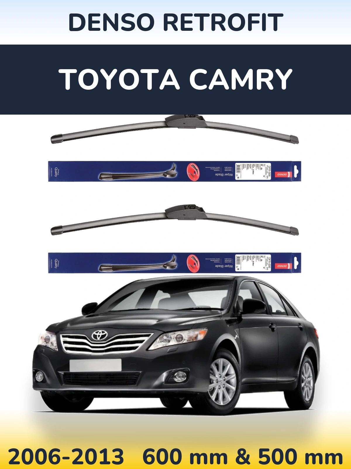 Komplet przednich wycieraczek Denso Retrofit 600 & 500 mm do Toyota Camry 2006-2013