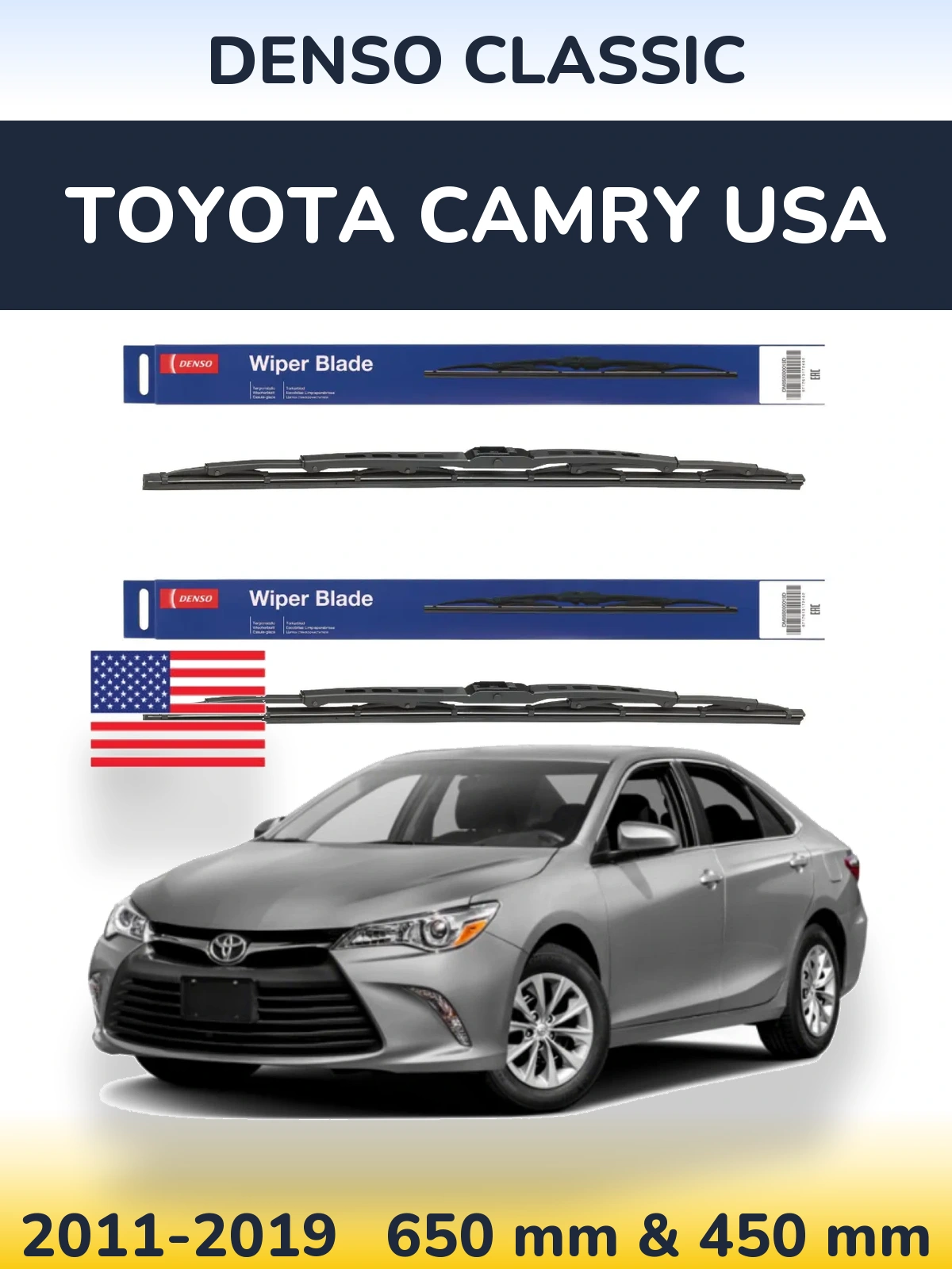 Komplet przednich wycieraczek Denso Classic 650 & 450 mm do Toyota Camry USA 2011-2019