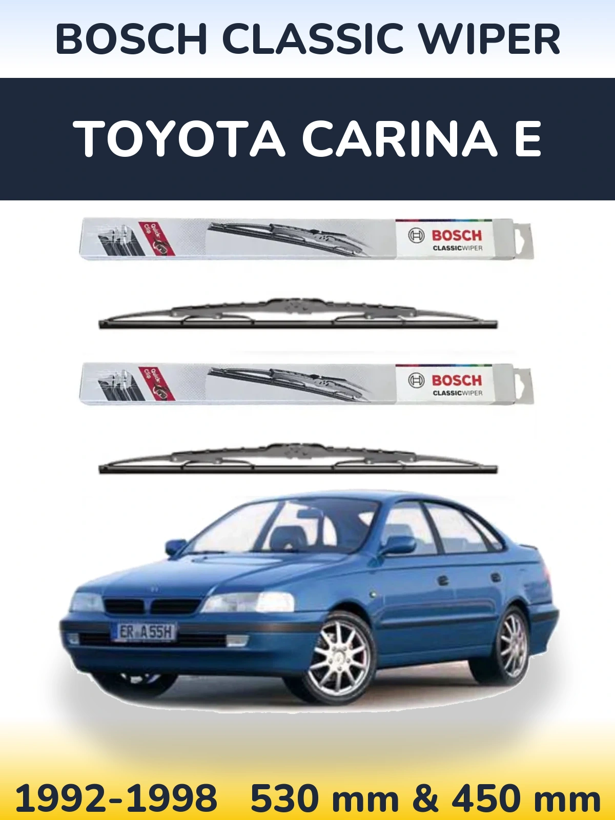 Комплект передних дворников BOSCH Classic Wiper 530 & 450 мм для Toyota Carina E 1992-1998