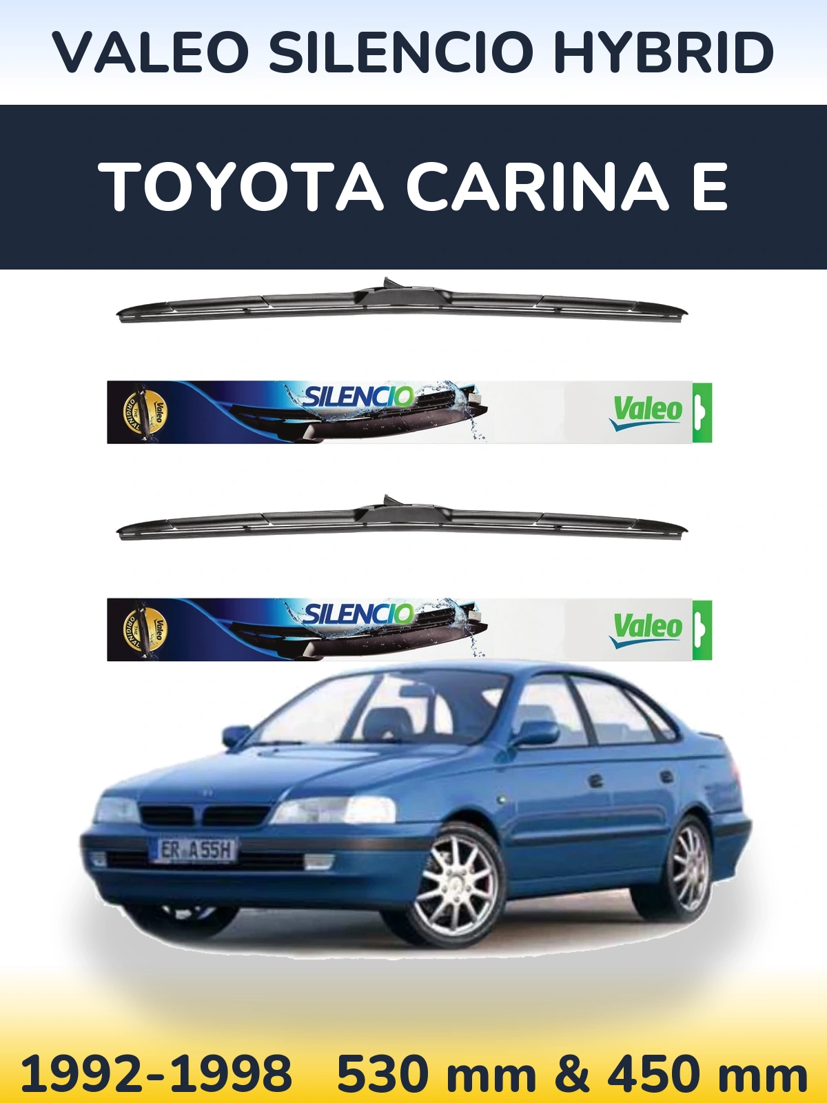 Комплект передних дворников Valeo Silencio Hybrid 530 & 450 мм для Toyota Carina E 1992-1998