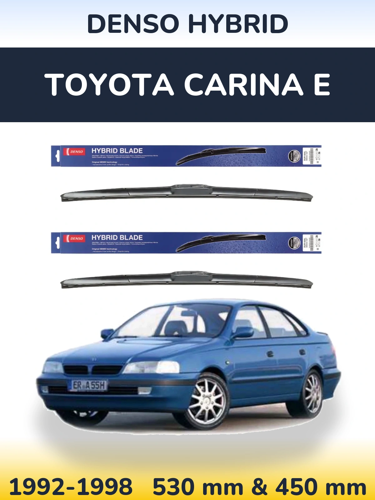 Komplet przednich wycieraczek Denso Hybrid 530 & 450 mm do Toyota Carina E 1992-1998