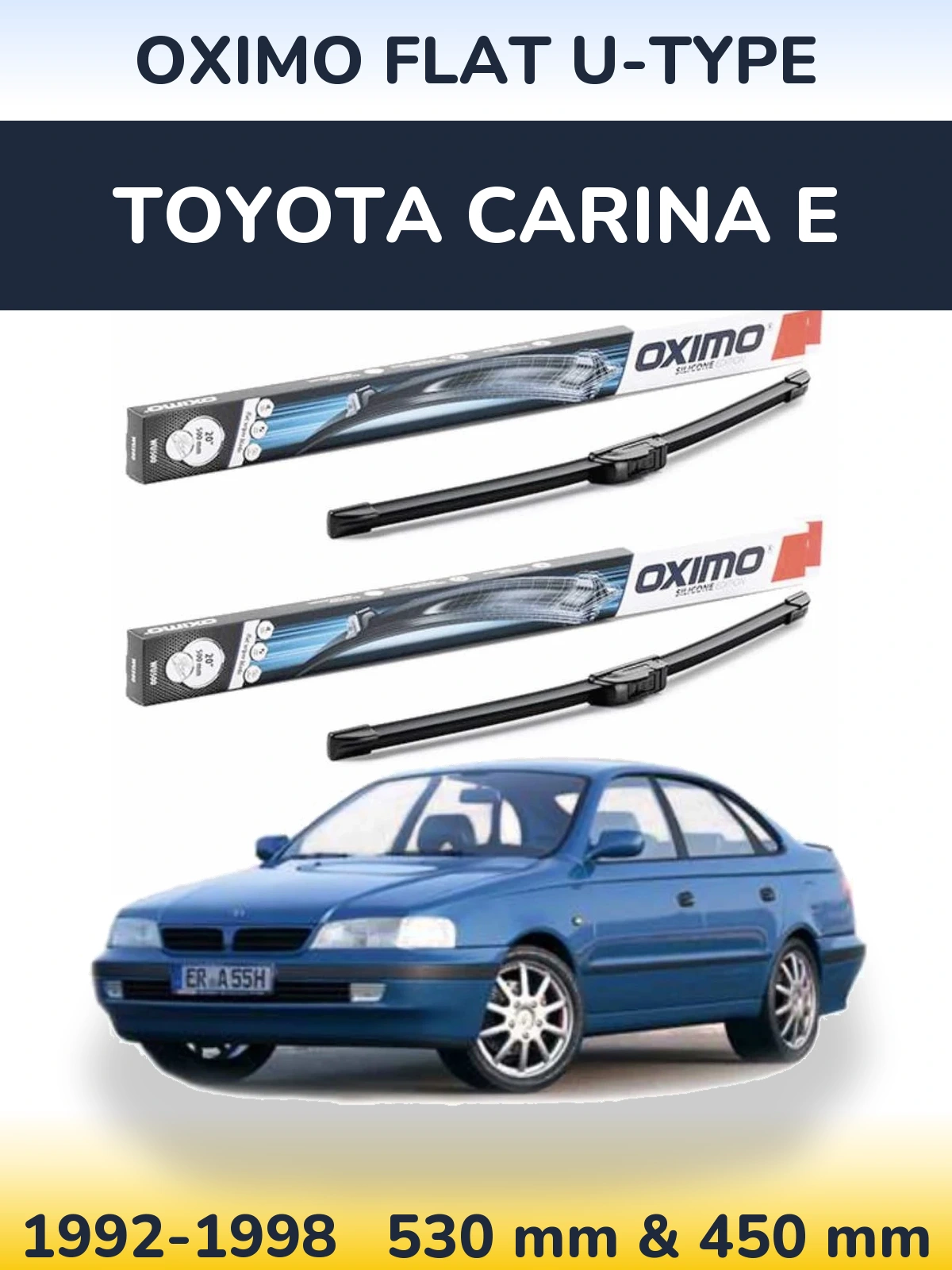 Komplet przednich wycieraczek Oximo Flat U-type 530 & 450 mm do Toyota Carina E 1992-1998