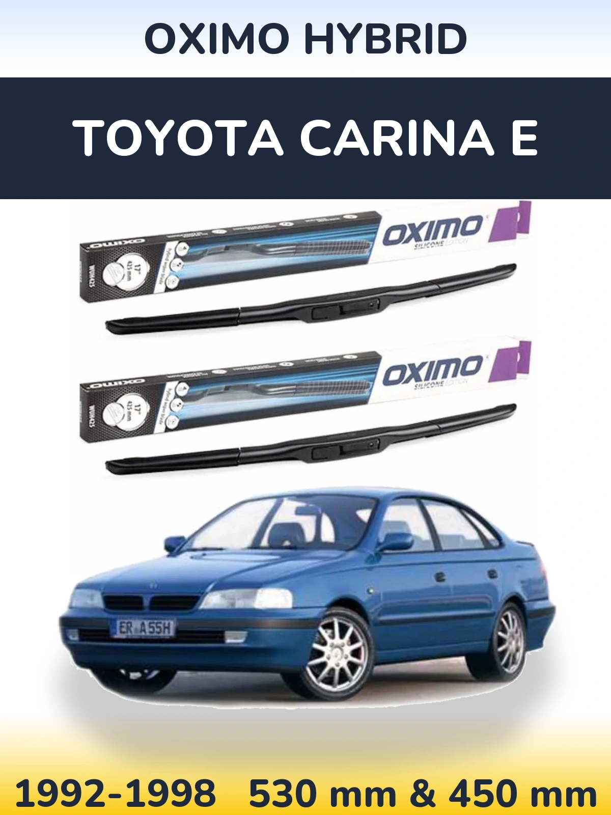 Komplet przednich wycieraczek Oximo Hybrid 530 & 450 mm do Toyota Carina E 1992-1998