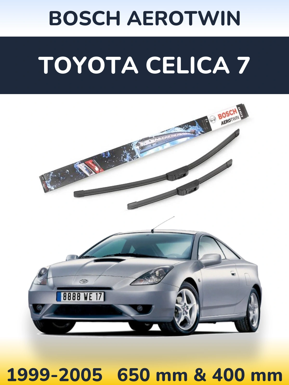 Komplet przednich wycieraczek BOSCH AeroTwin 650 & 400 mm do Toyota Celica 7 1999-2005