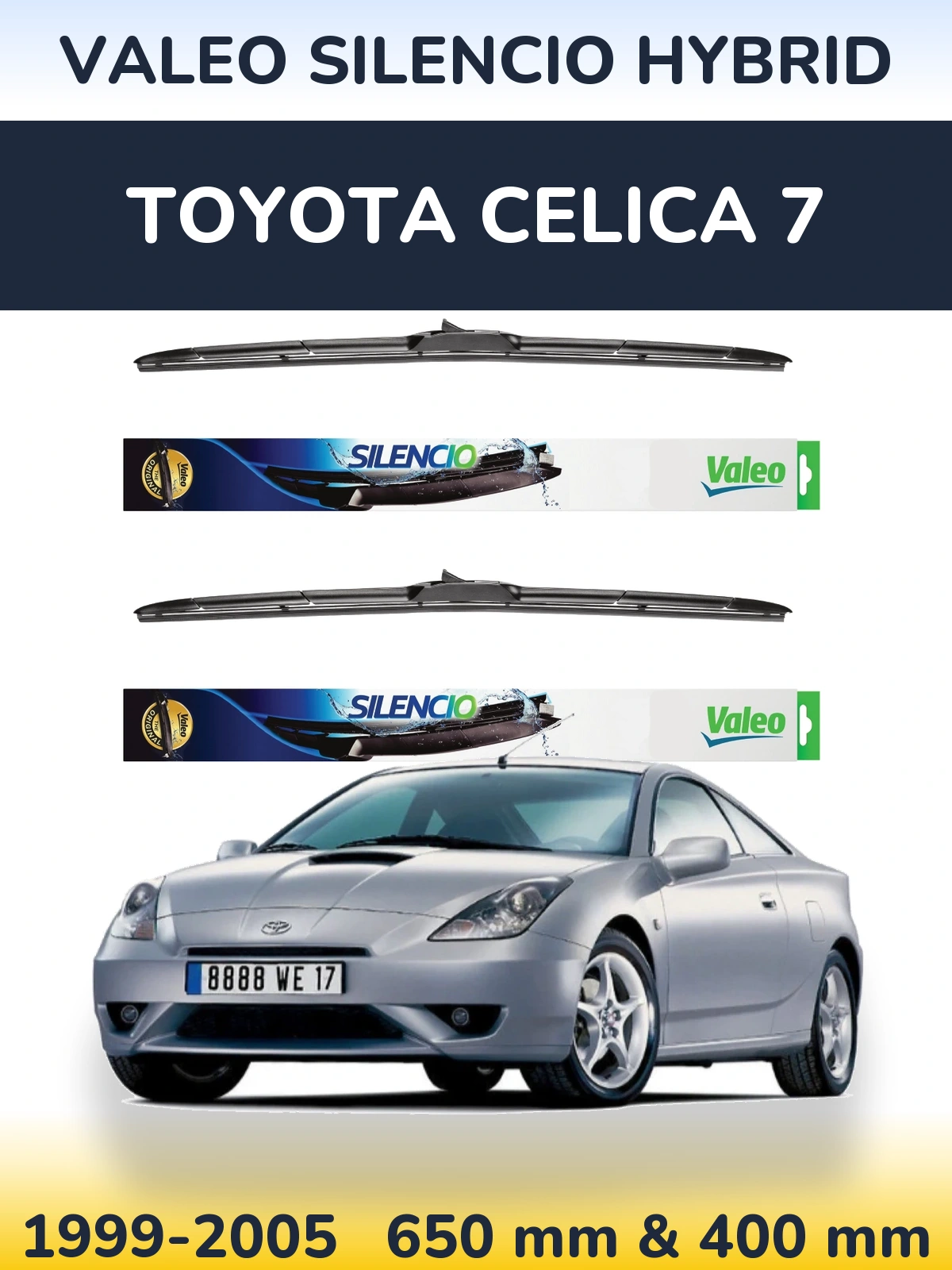 Комплект передніх щіток Valeo Silencio Hybrid 650 & 400 мм для Toyota Celica 7 1999-2005