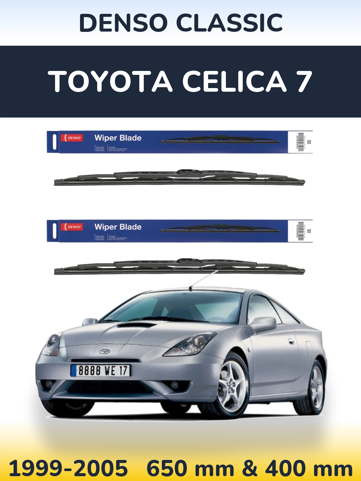 Komplet przednich wycieraczek Denso Classic 650 & 400 mm do Toyota Celica 7 1999-2005