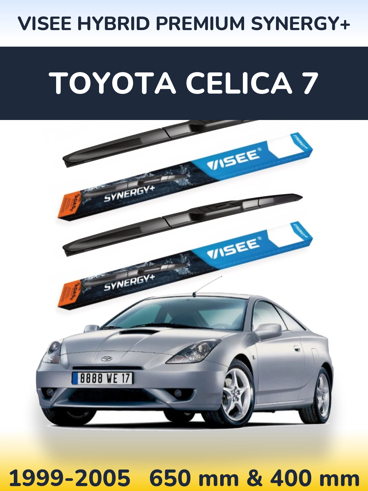 Komplet przednich wycieraczek VISEE HYBRID PREMIUM SYNERGY+ 650 & 400 mm do Toyota Celica 7 1999-2005